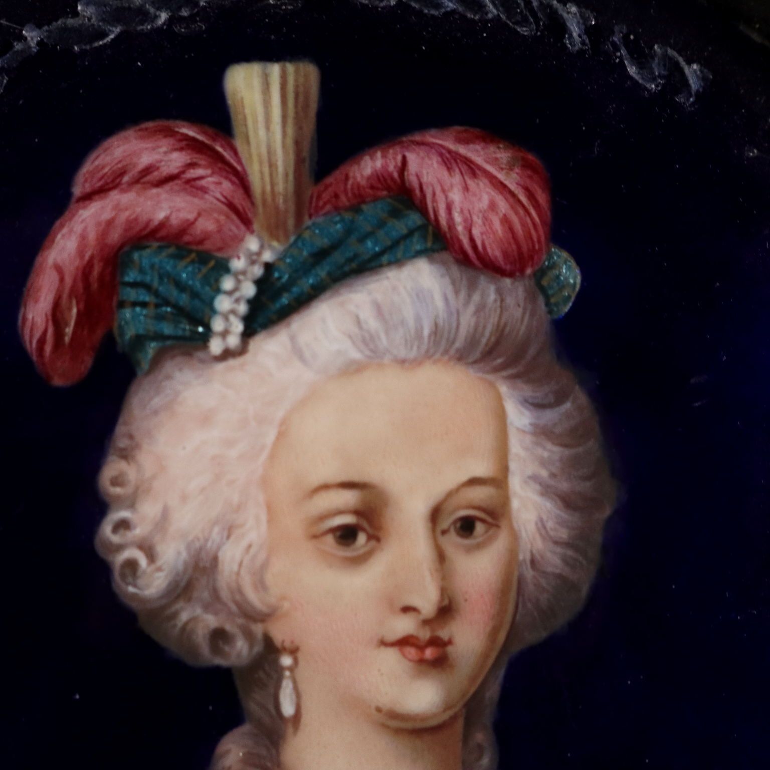 Antique Painting Portrait Of A Noblewoman Limoges Enamels '800 photo Art