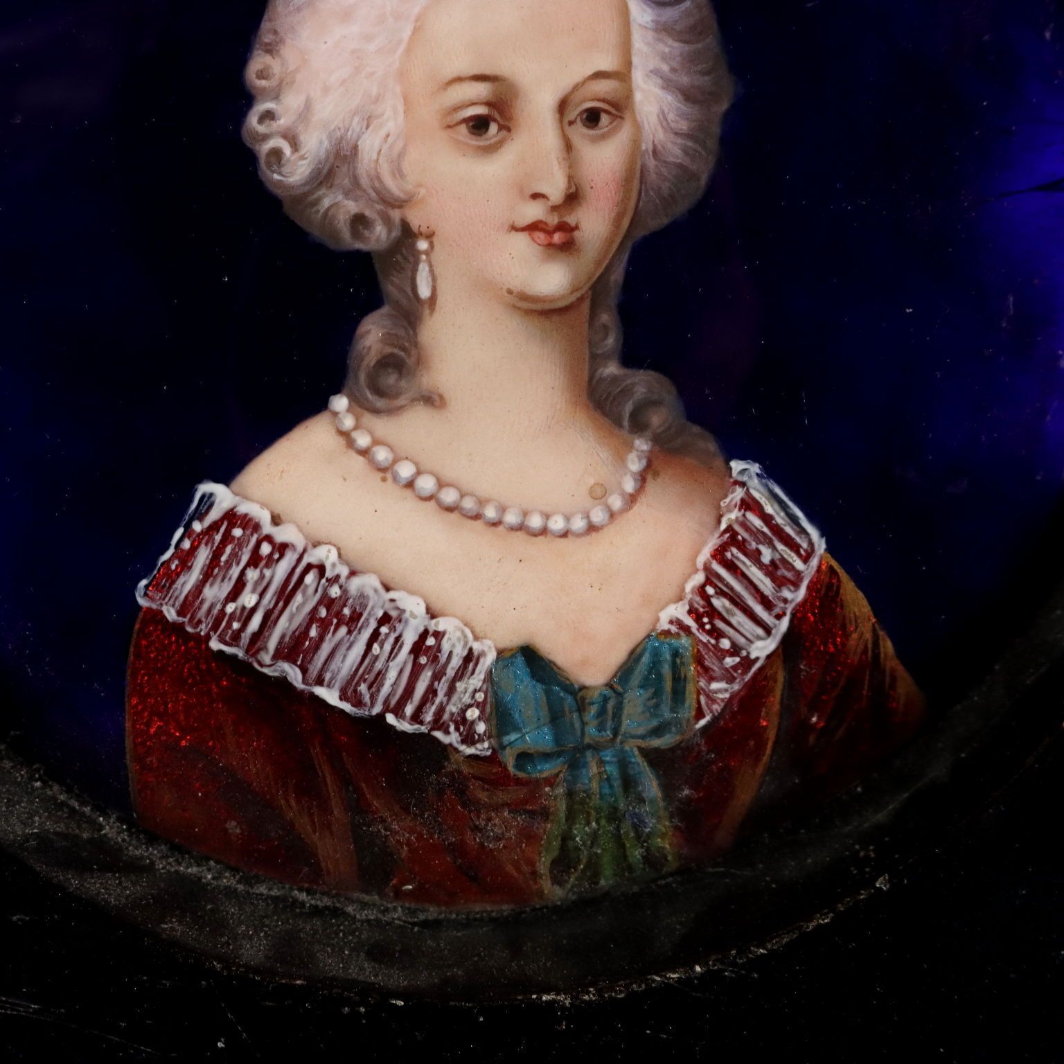 Antique Painting Portrait Of A Noblewoman Limoges Enamels '800 photo 230.0