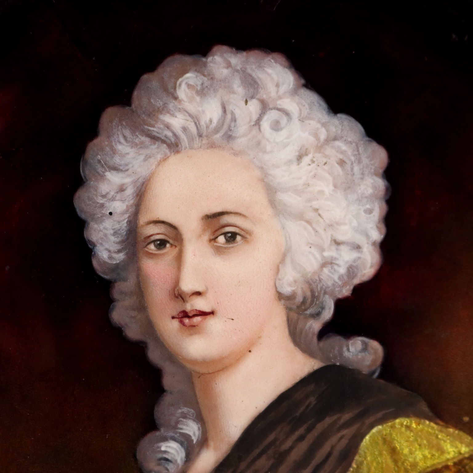Antique Painting Portrait Of A Noblewoman Limoges Enamels '800 photo Art