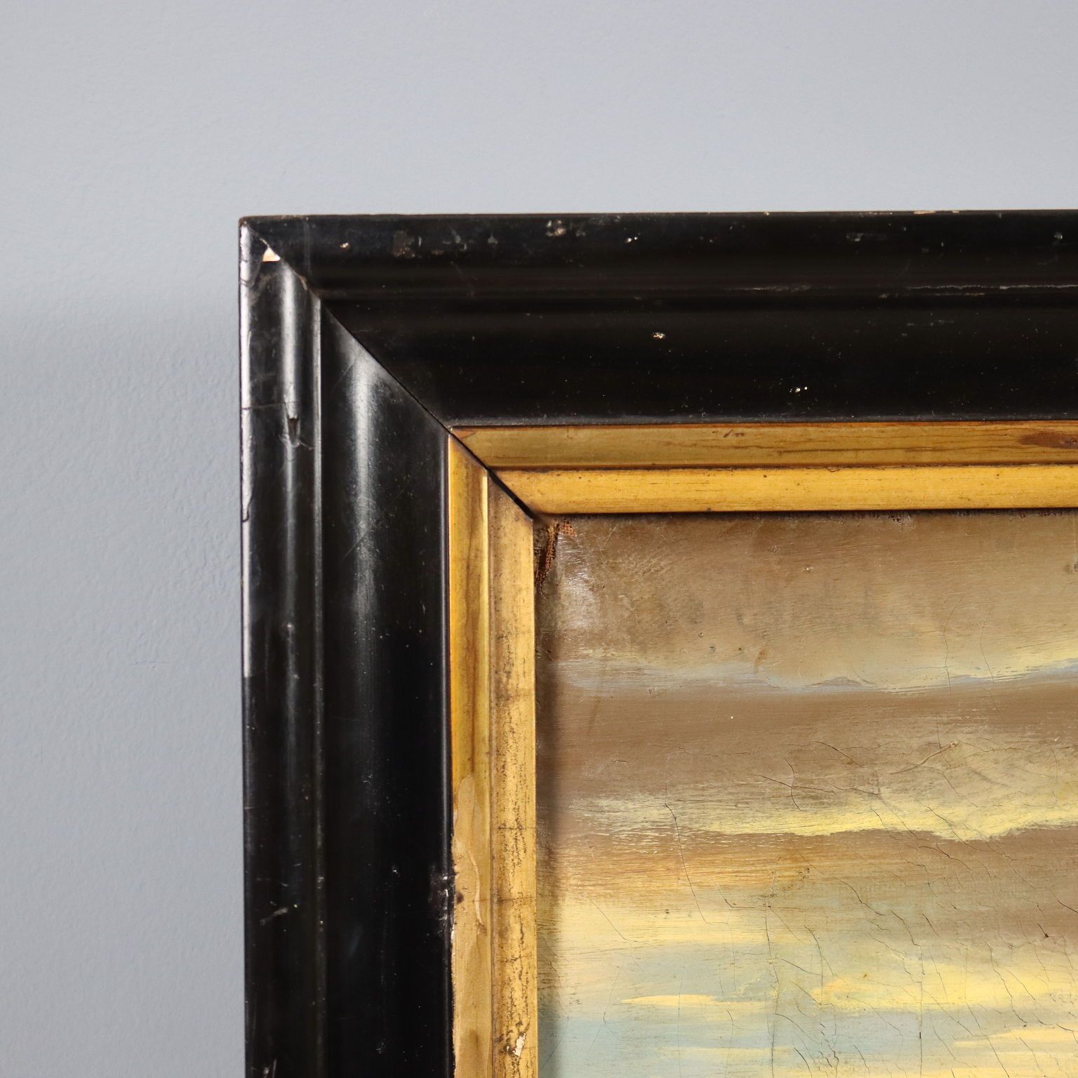 Art Tableau d'époque, vue depuis le port, huile sur toile, XVIIIe siècle photo