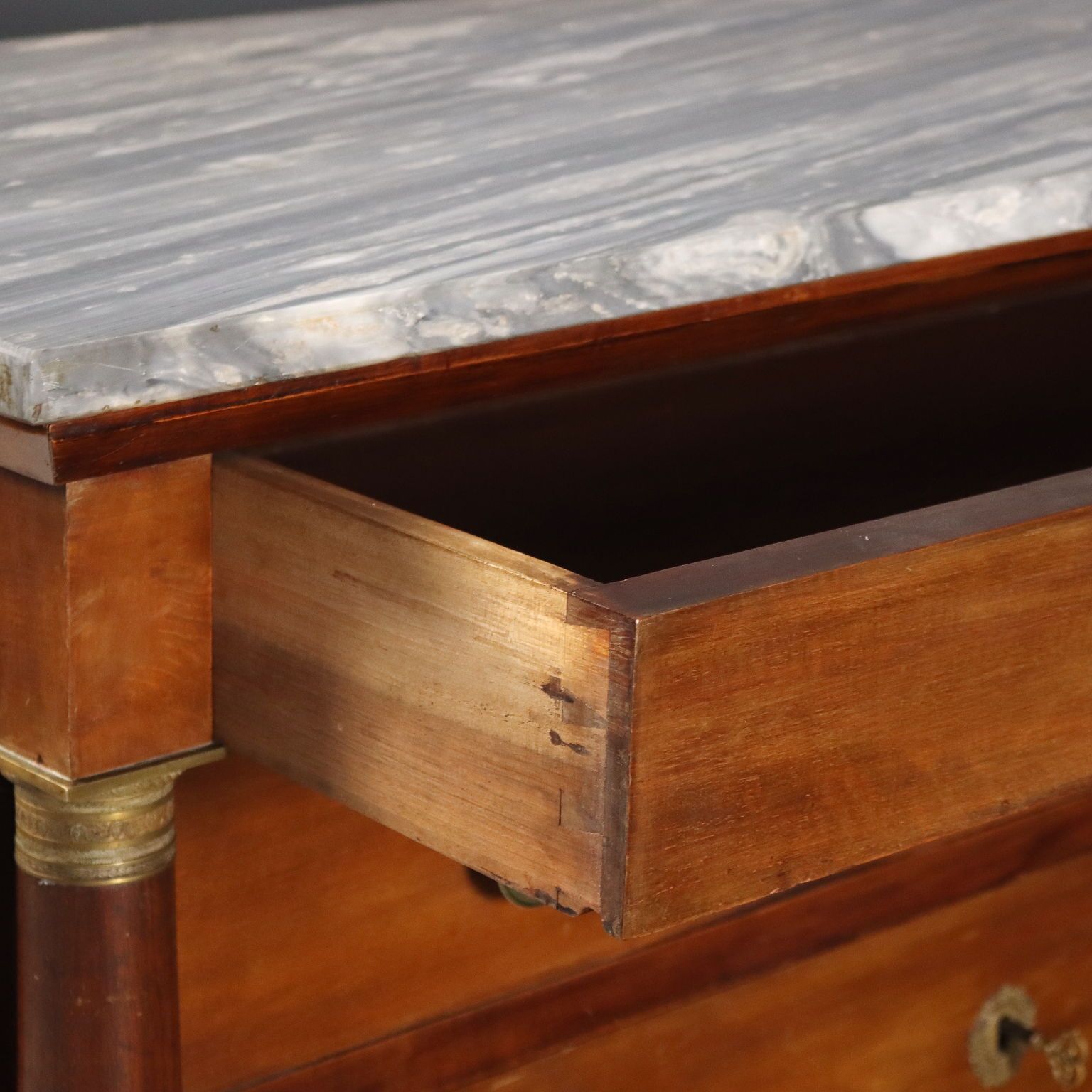 Antique Chest Of Drawers Empire Walnut Marble XIX Century photo 1230.0
