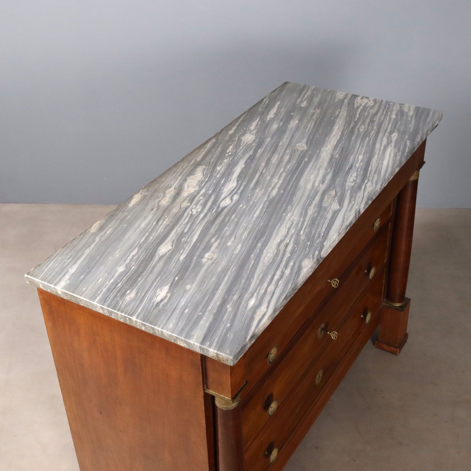 photo for sale Antique Chest Of Drawers Empire Walnut Marble XIX Century