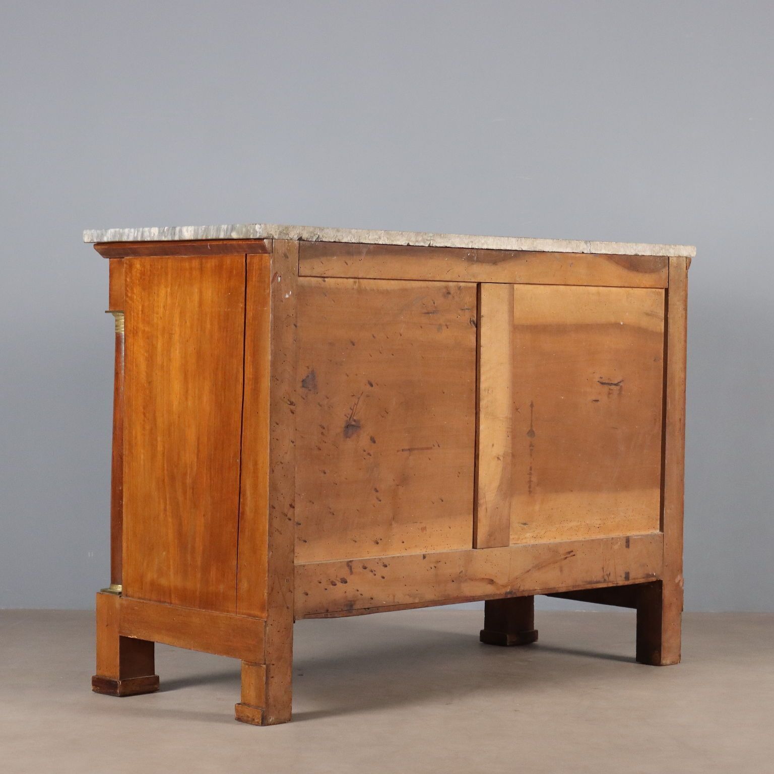 1230.0 Antique Chest Of Drawers Empire Walnut Marble XIX Century photo