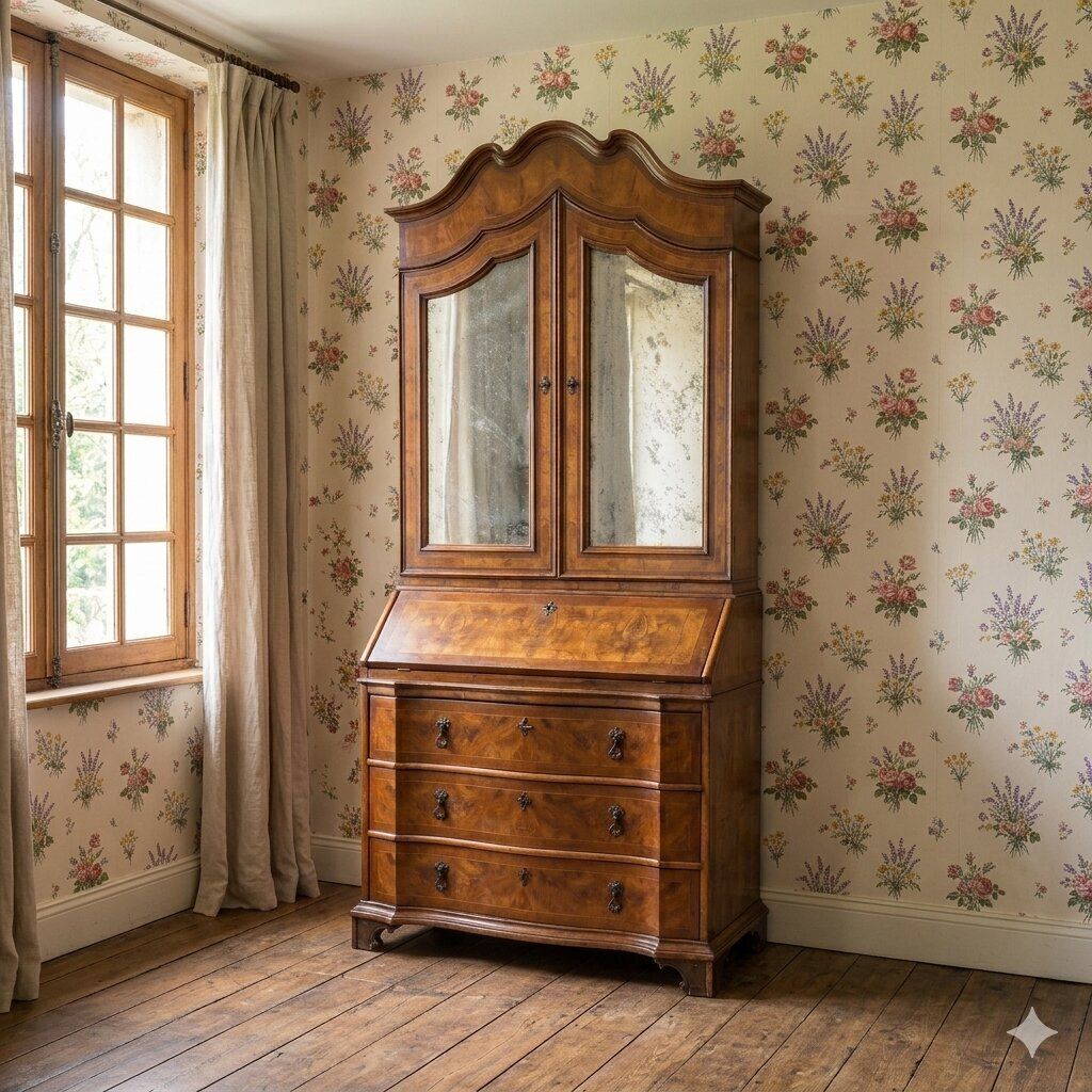 Antieke Trumeau Walnoot Lades Italië Begin 20e Eeuw photo furniture