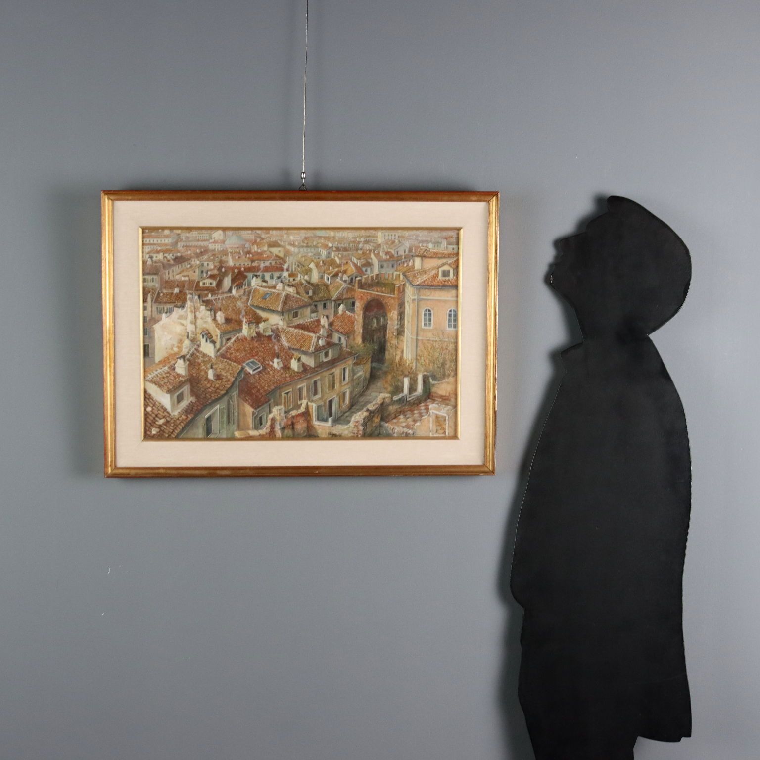 Modern Painting Signed Aldo Bressanuti City View XX Century photo furniture