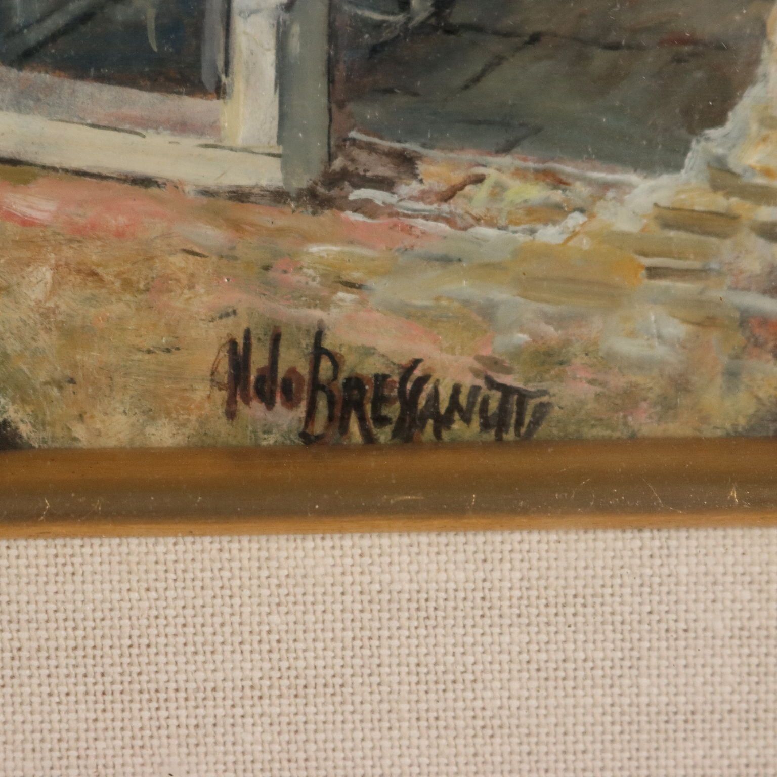 Modern Painting Signed Aldo Bressanuti City View XX Century photo vinterior
