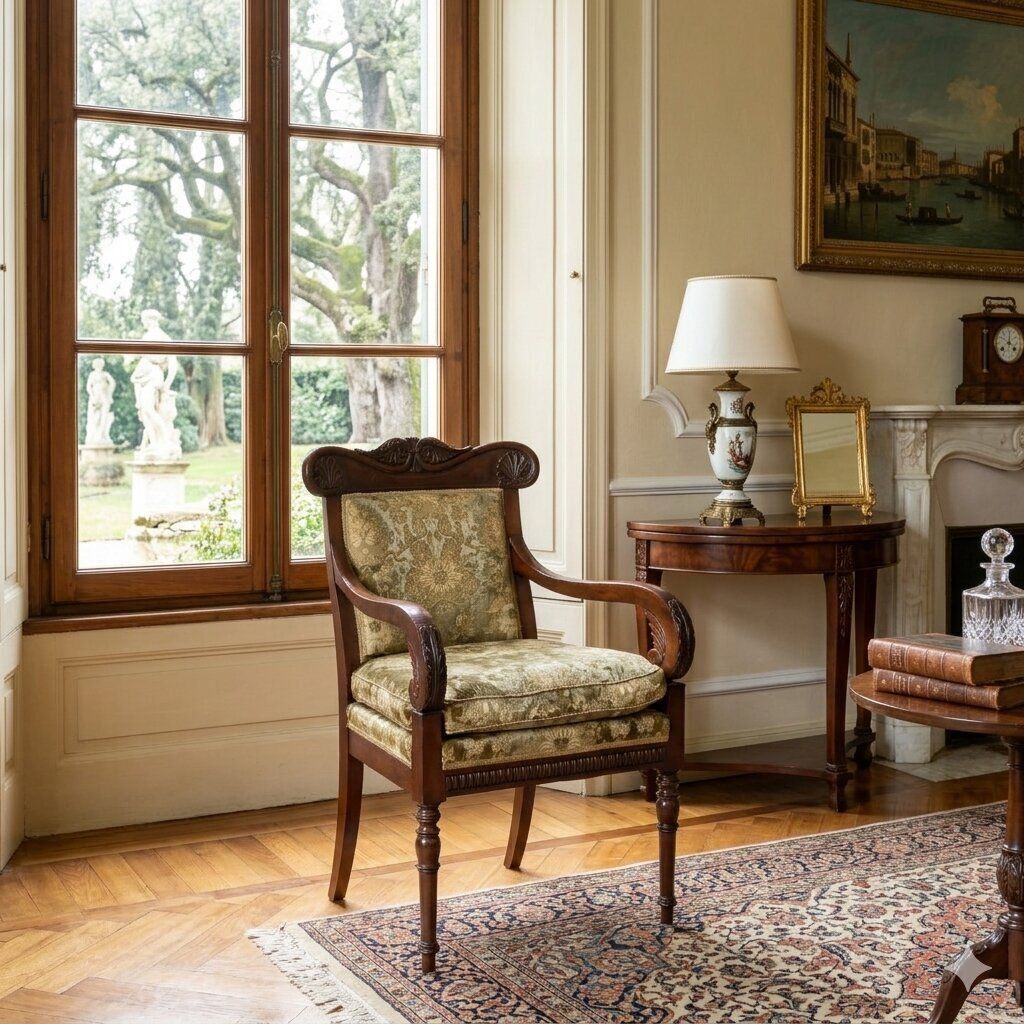 Antique Armchair Louis Philippe Mahogany Italy XIX Century photo furniture