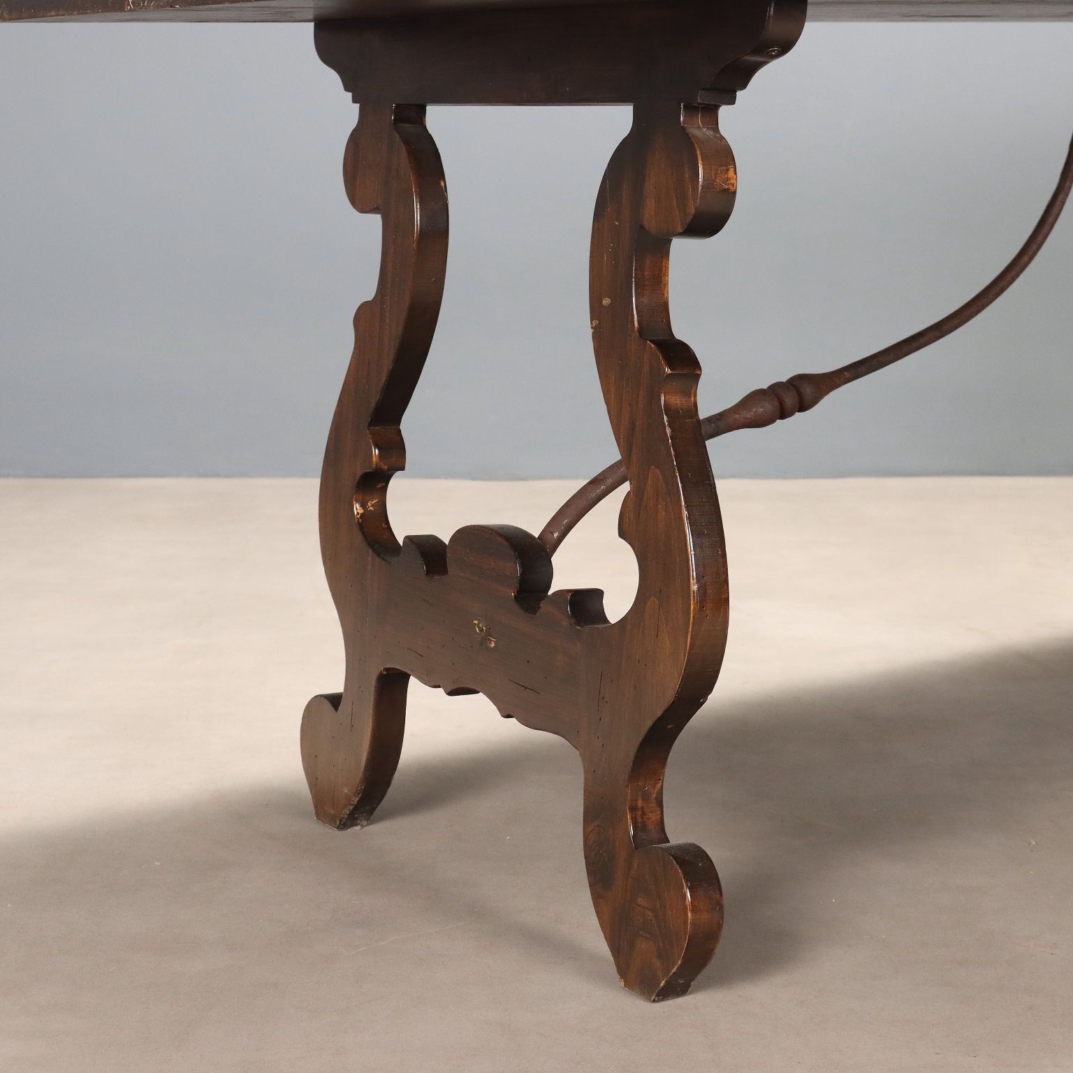 Antique Table Walnut Wrought Iron Italy XX Century photo vinterior