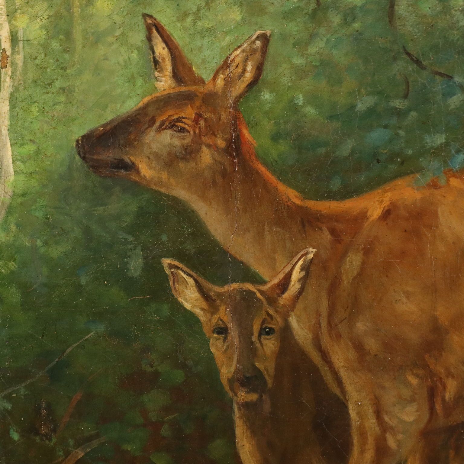 Tableau d'époque, cerf dans les bois, huile sur toile, France, XIXe siècle photo Art