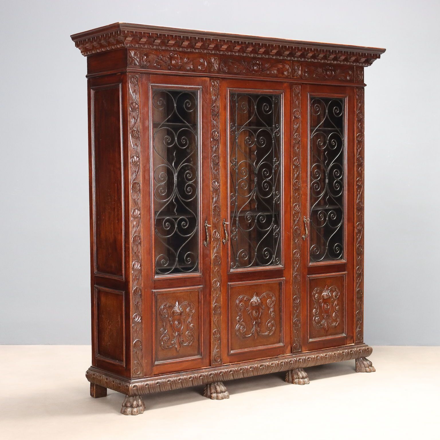 Bookcase Neo Renaissance Style Walnut XX Century