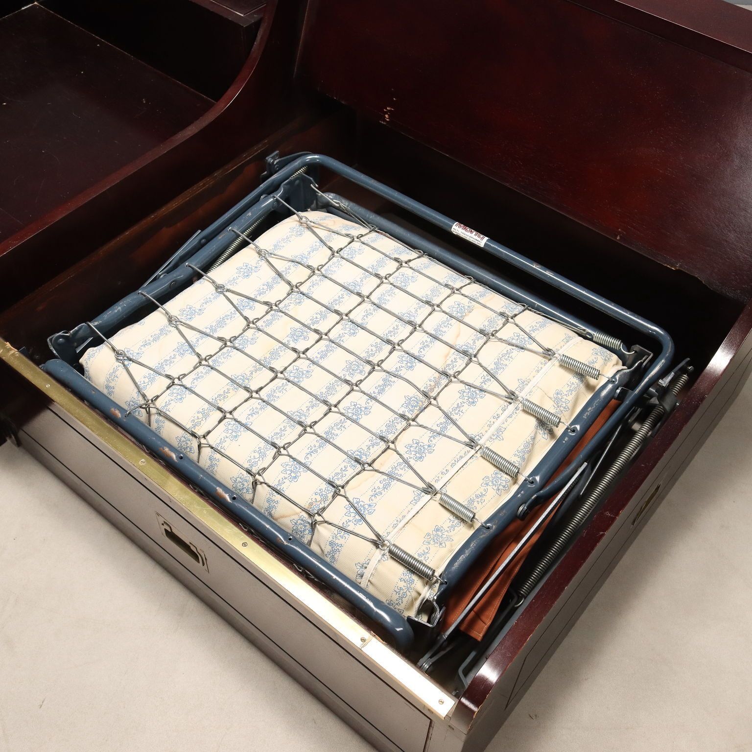 photo vinterior Antique Single Bed Navy Style Mahogany Veneer Italy XX Century