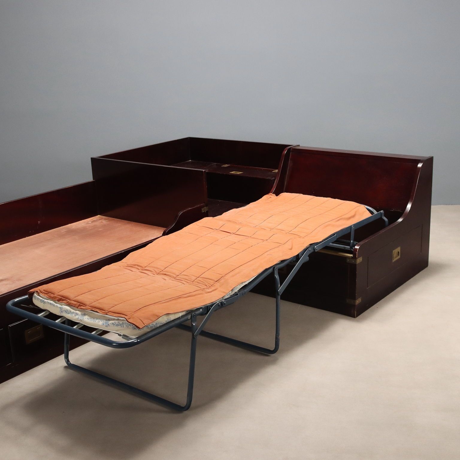 photo vintage Antique Single Bed Navy Style Mahogany Veneer Italy XX Century
