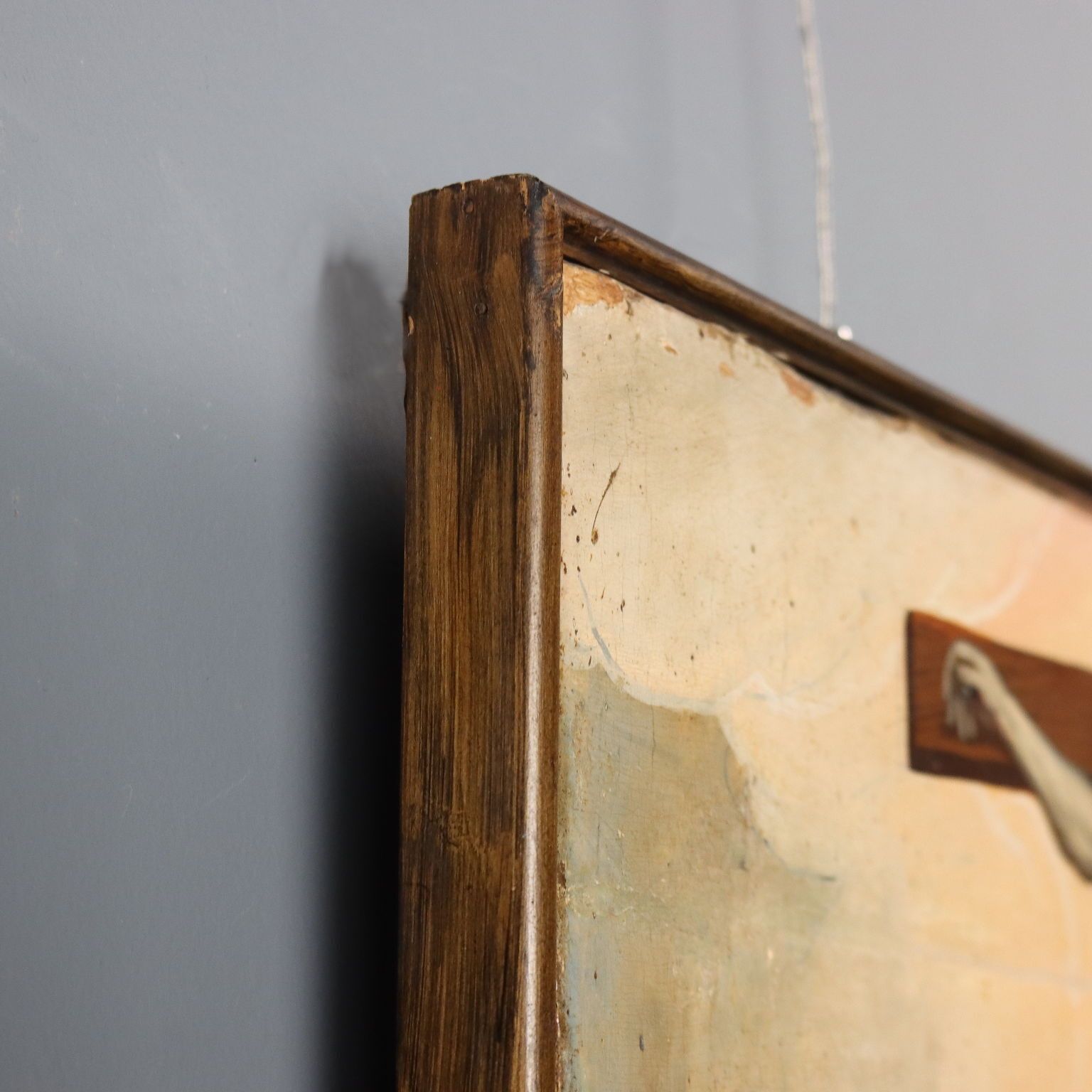 photo for sale Antique Painting Christ Crucified With Saints Oil On Hardboard '500