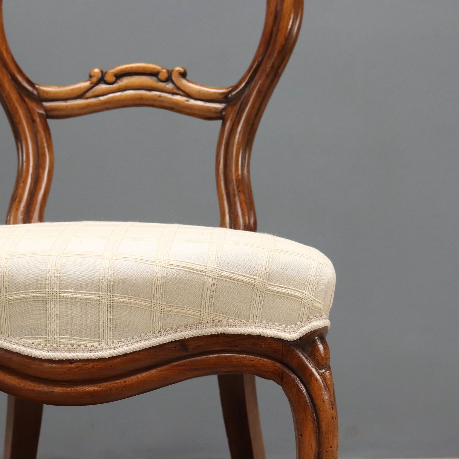 Antique Chairs Louis Philippe Walnut Fabric Italy XIX Century photo vinterior