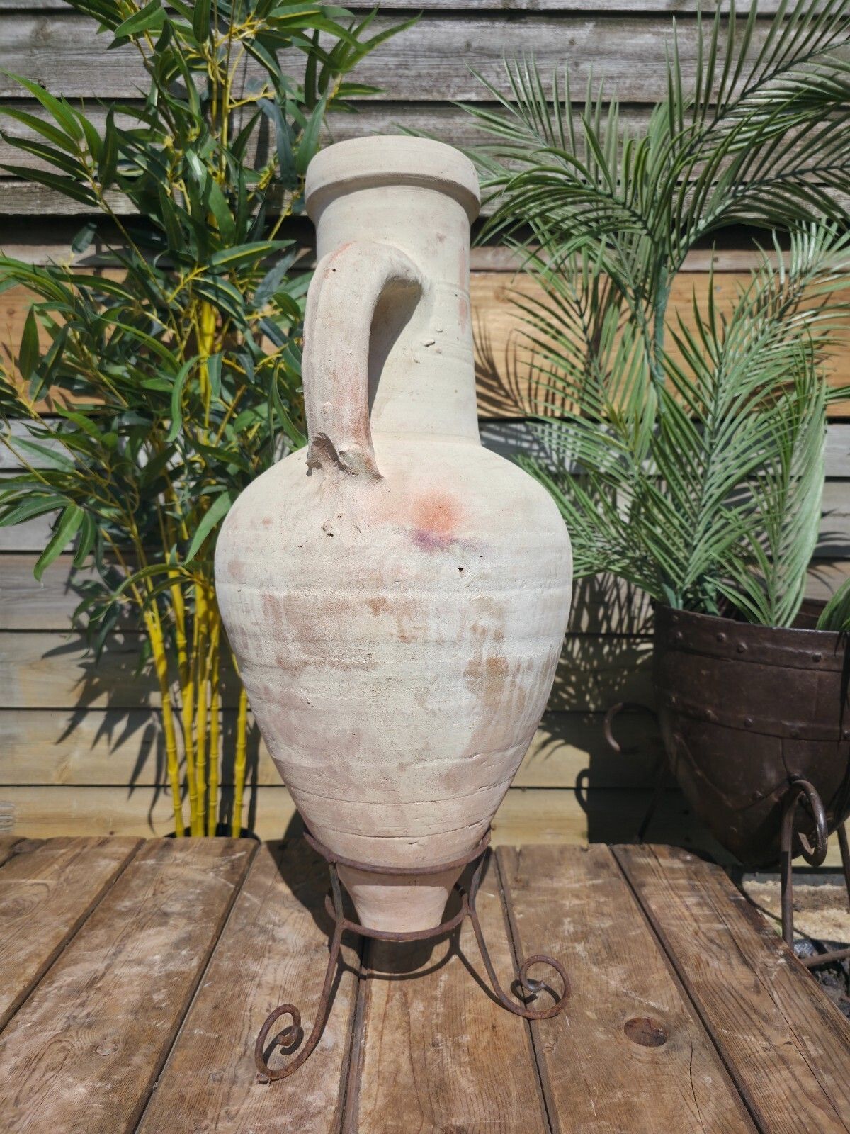 Large Rustic Mediterranean Terracotta Greek Roman Amphora Urn On Stand photo buy