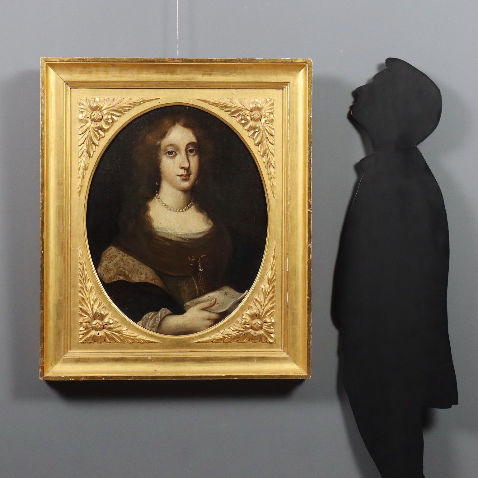 Tableau d'époque, portrait de femme, huile sur toile, XVIIe siècle photo furniture