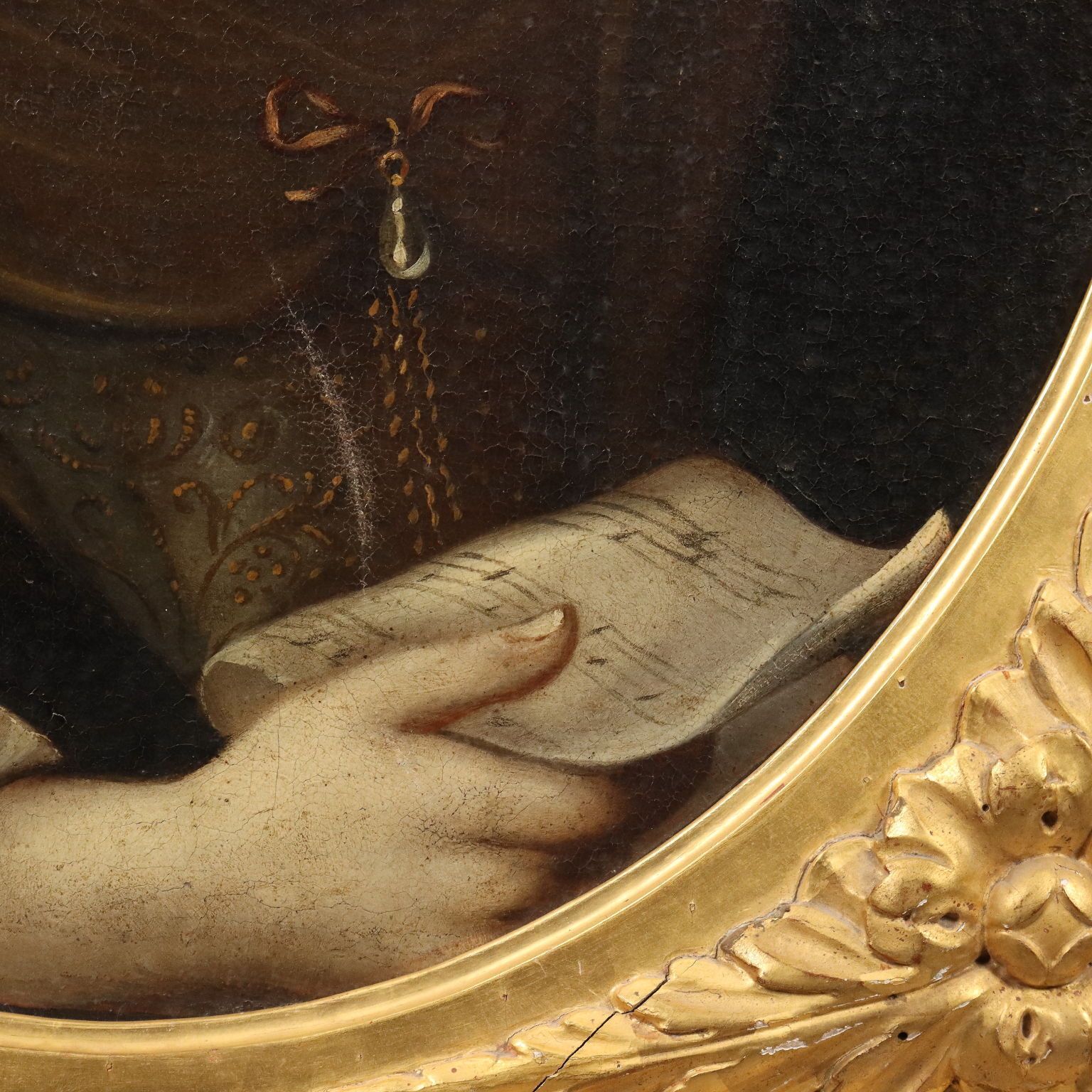 Tableau d'époque, portrait de femme, huile sur toile, XVIIe siècle photo vinterior