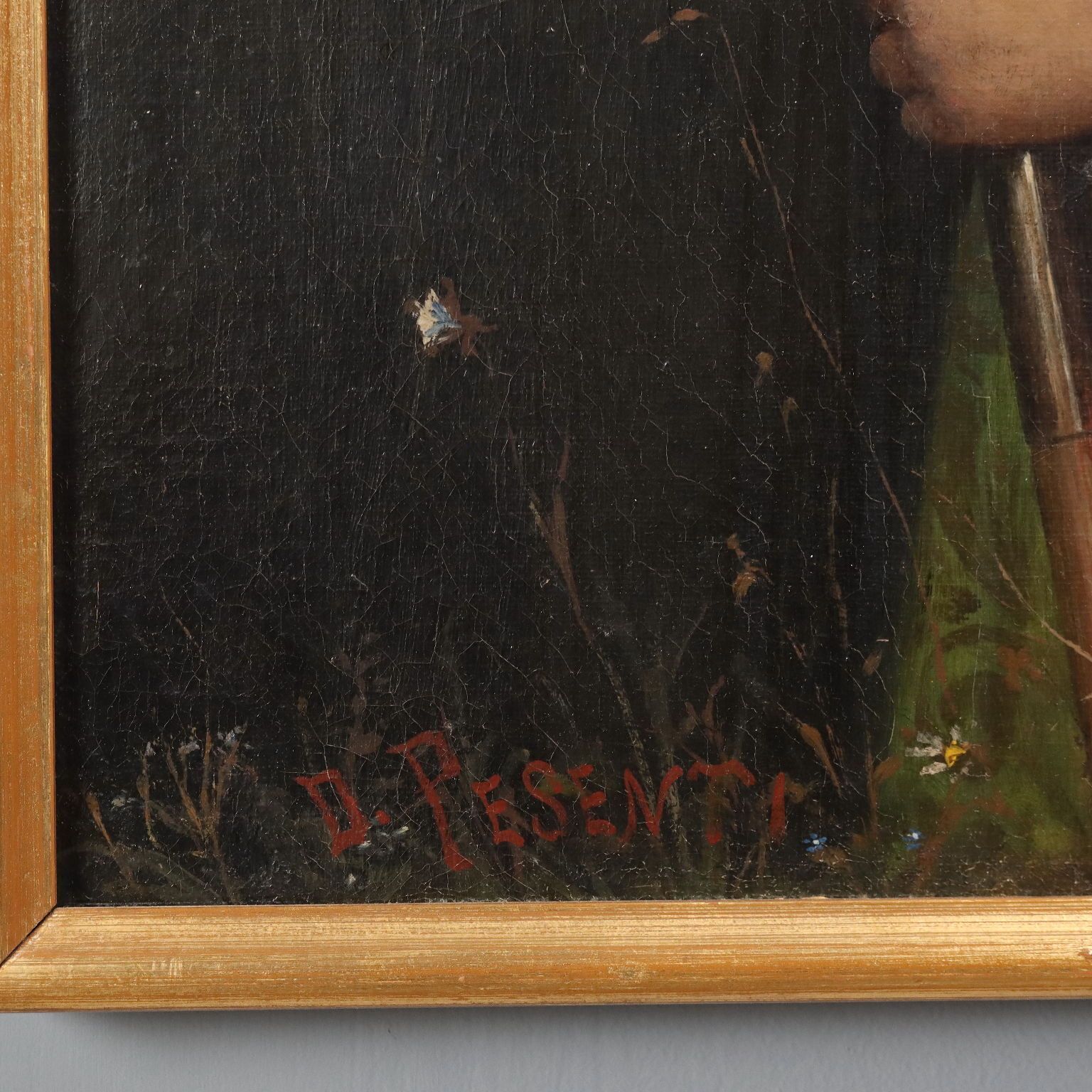 Modern Painting Signed Domenico Pesenti Oil On Canvas XIX Century photo vintage