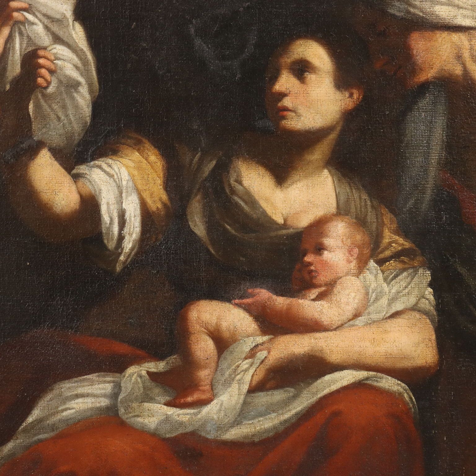 Antique Painting The Birth Of The Virgin Mary Copy From S. Vouet '600 photo Art