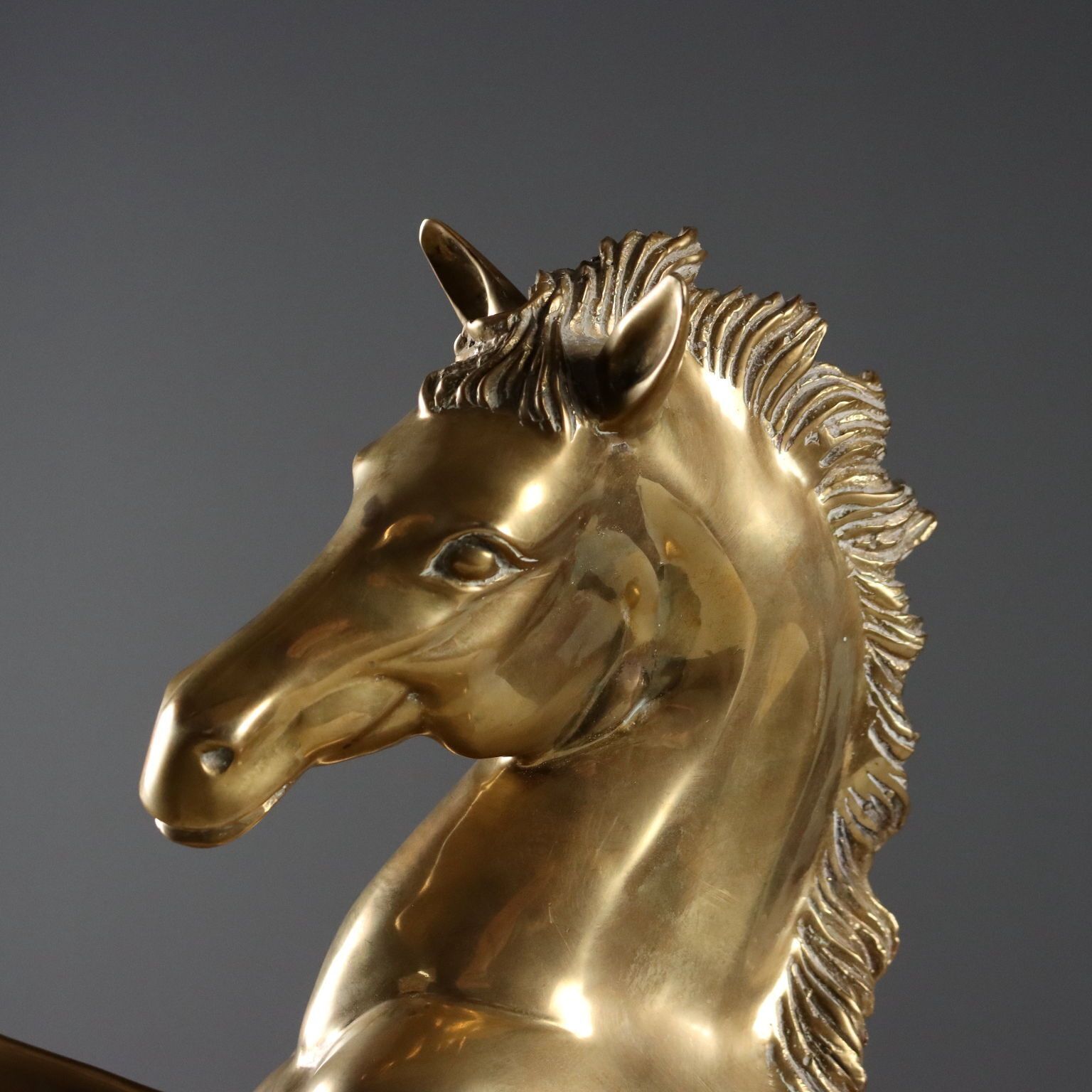Modern Sculpture Gilded Bronze Prancing Horse Italy 1970s 1980s photo for sale