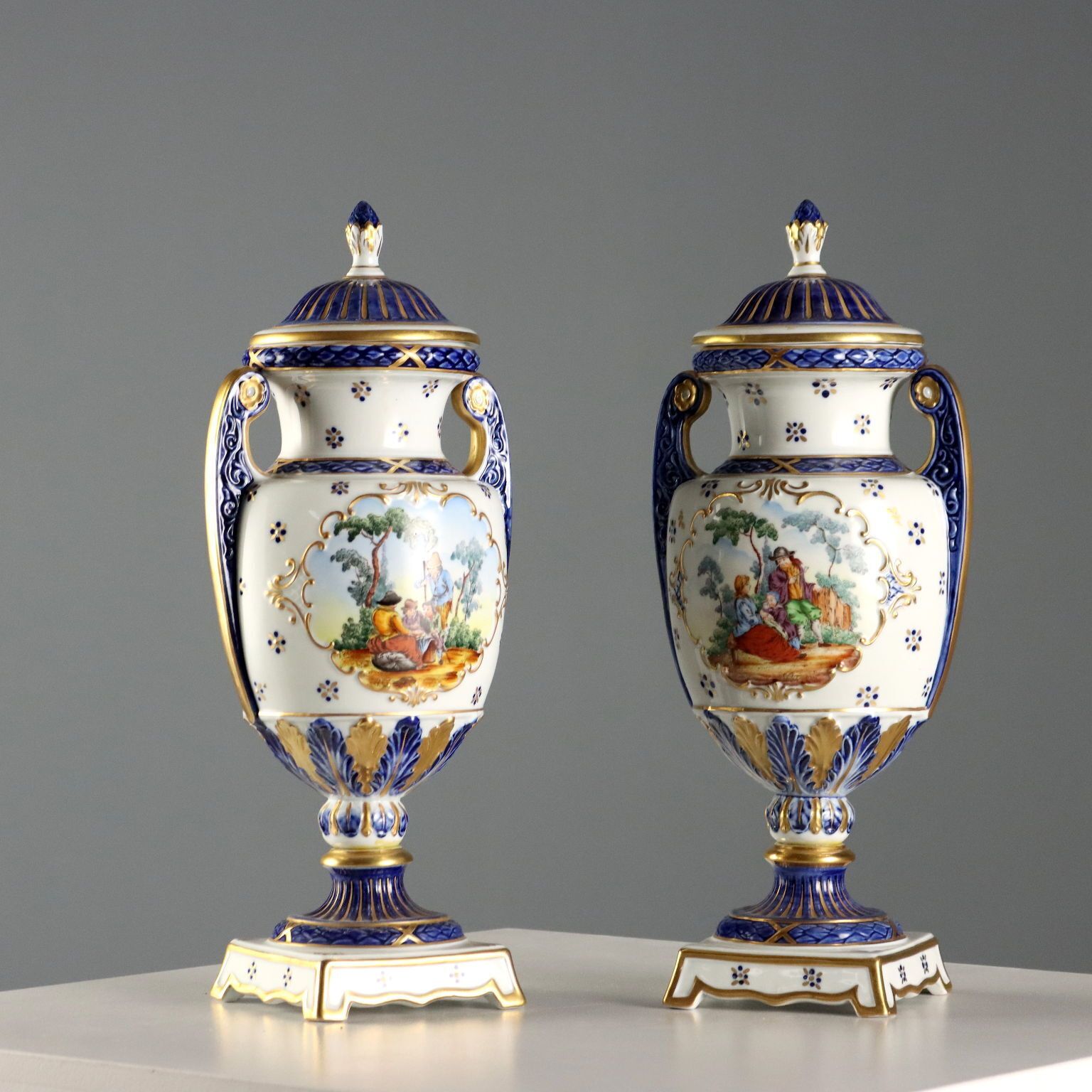 Vintage Vases Sèvres Porcelain Decorations France XX Century