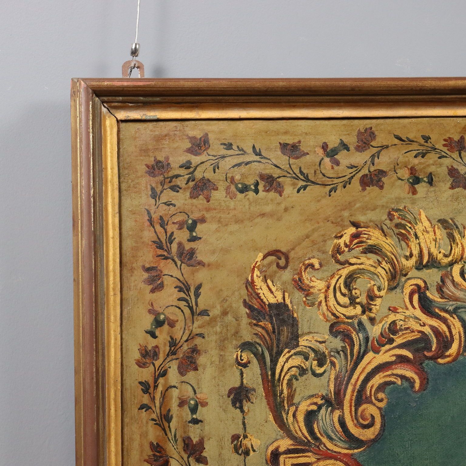 Antique Painting Overdoor Oil On Canvas Italy XIX Century photo vintage