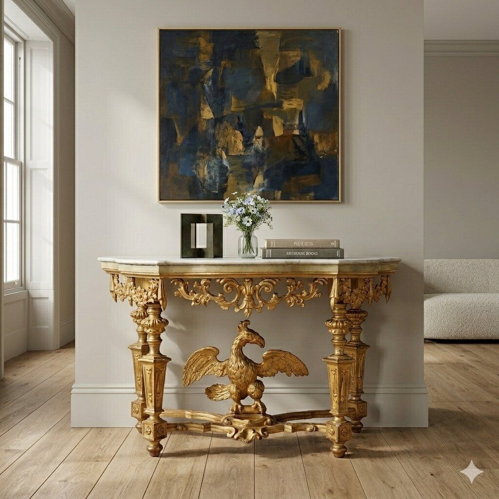 Antique Eclectic Console Carved Gilded Wood Italy XIX Century photo furniture