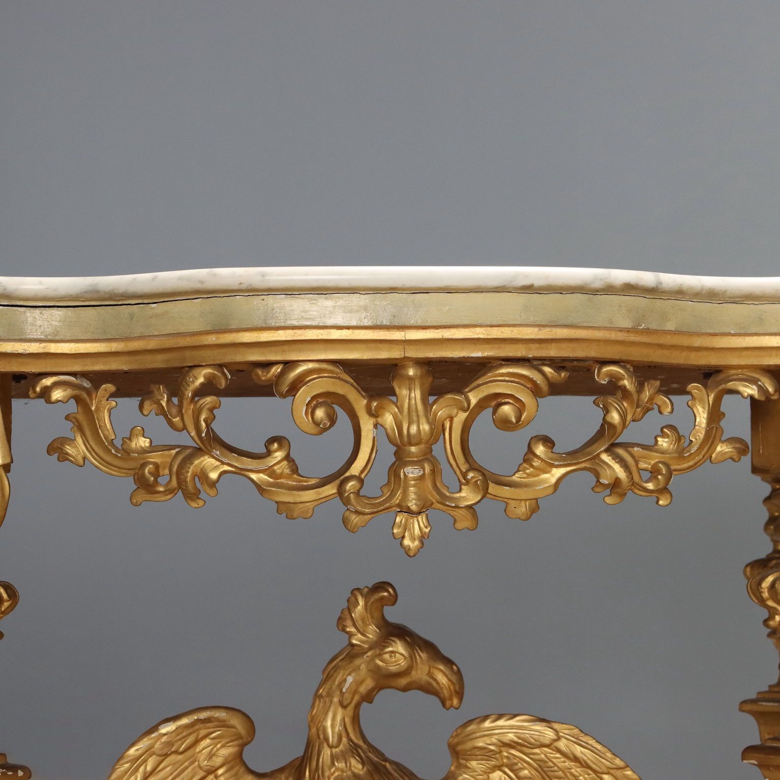 Antique Eclectic Console Carved Gilded Wood Italy XIX Century photo vinterior