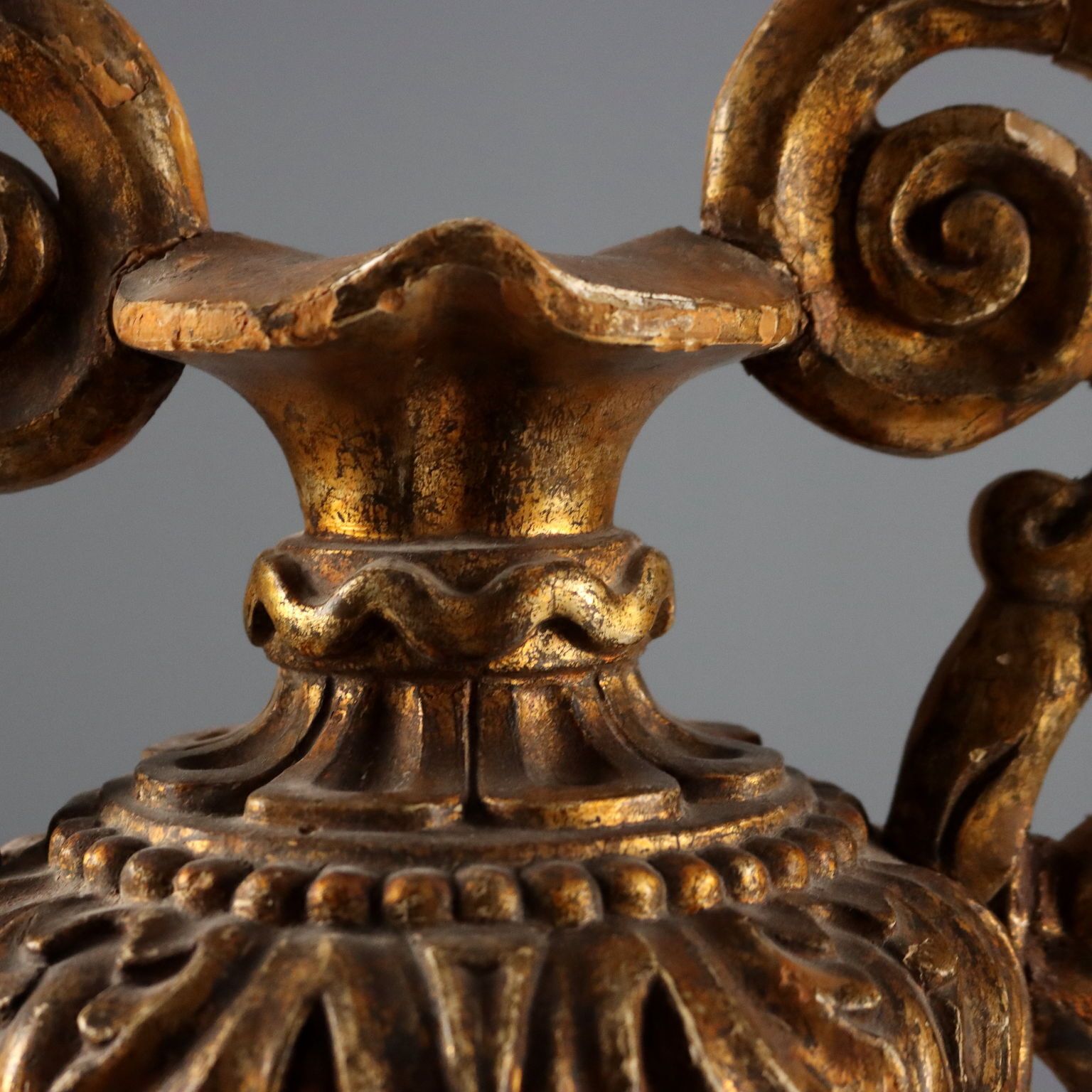 Antique Baroque Vase Carved Gilded Wood Italy XVIII Century photo Home Decor