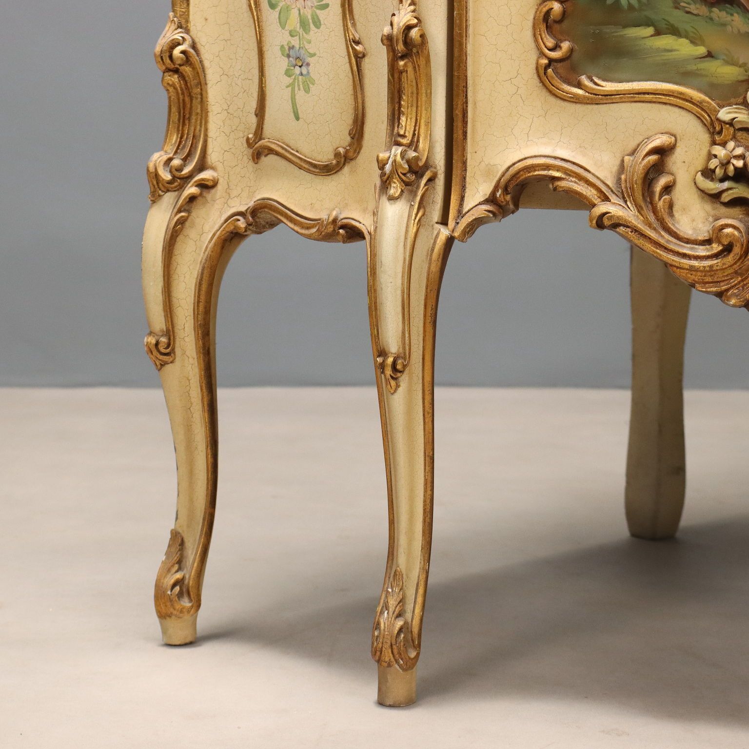 photo for sale Corner Cabinet Baroque Style Lacquered Wood XX Century