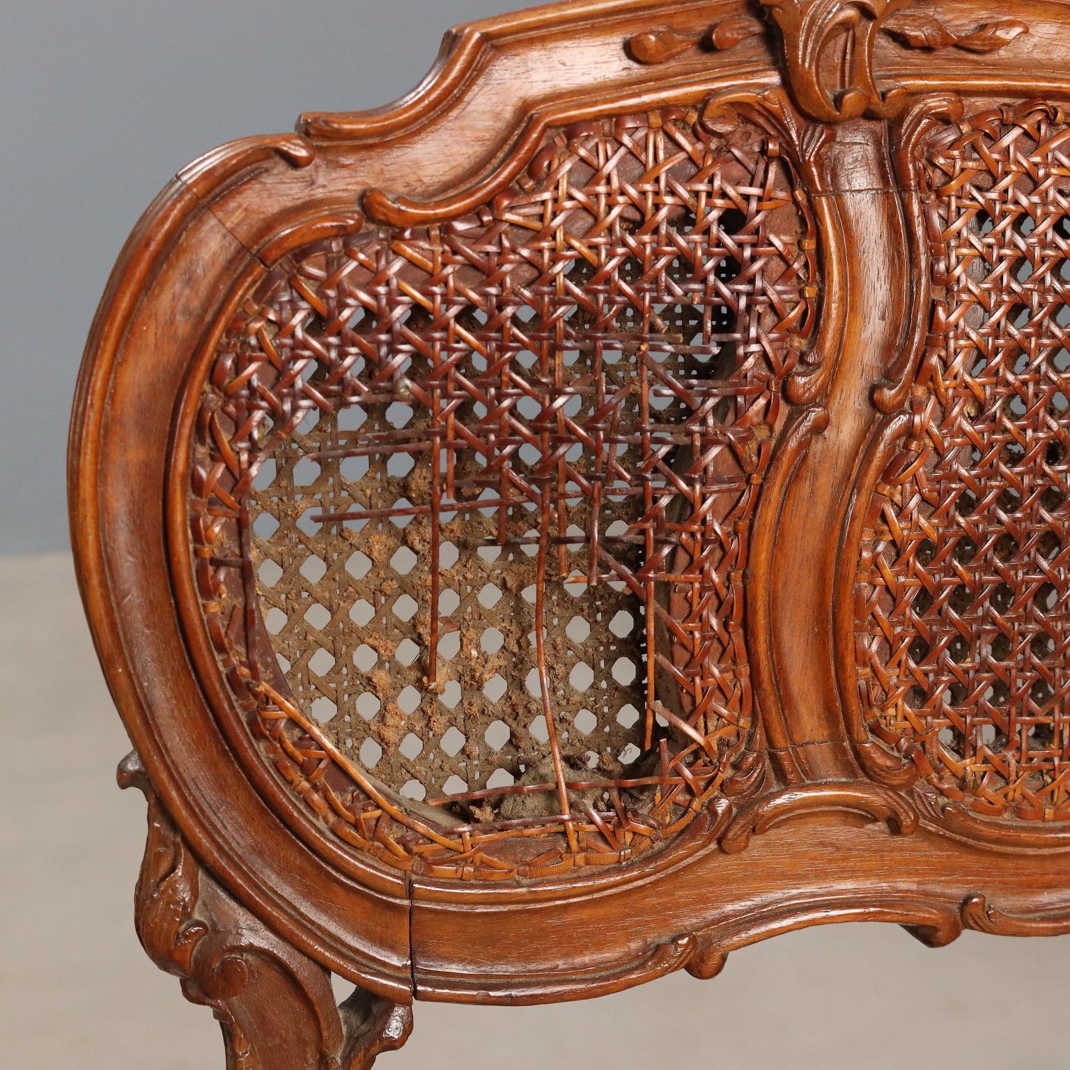 Bench Baroque Style Walnut Fabric Italy XIX Century photo 290.0
