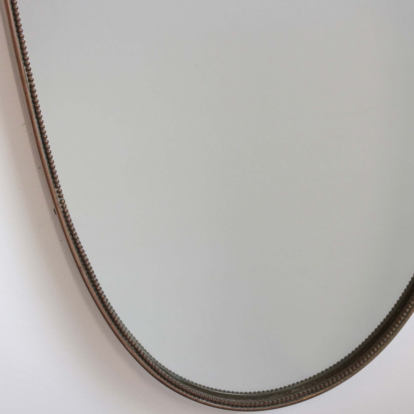 Mid Century Italian Wall Mirror With Brass Frame And Beading (Circa 1960s) photo 1560.0