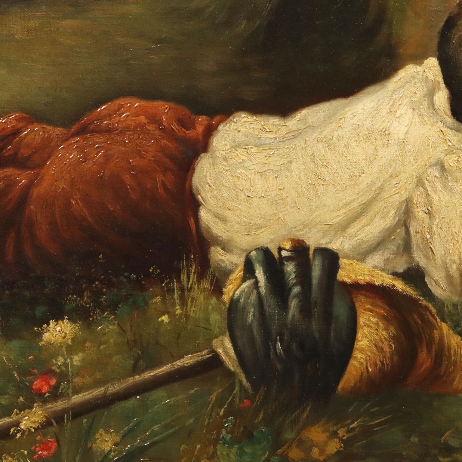 Antique Painting Rest On The Meadow Oil On Canvas XX Century photo vinterior