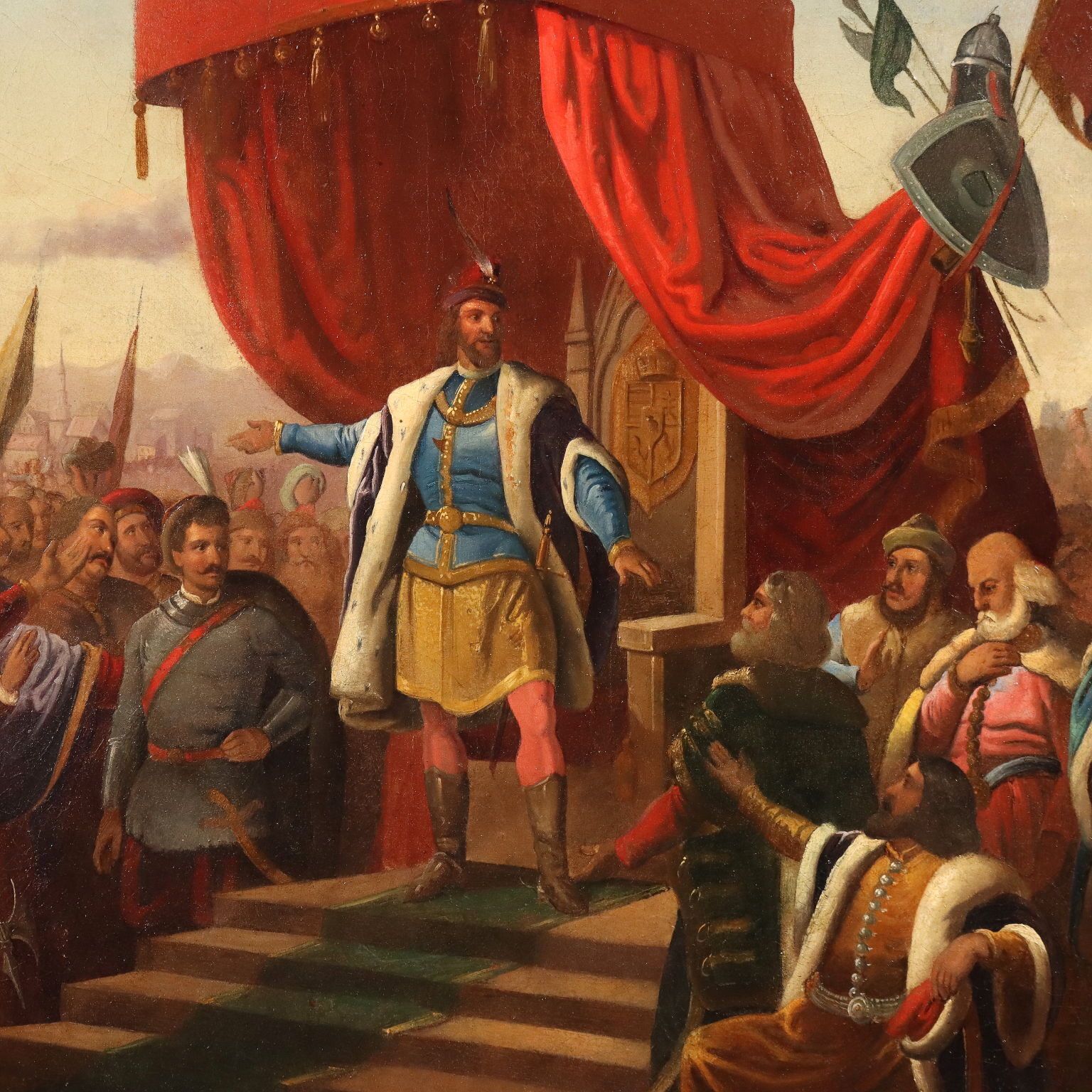 Tableau d'époque, scène historique, huile sur toile, Europe, XIXe siècle photo for sale