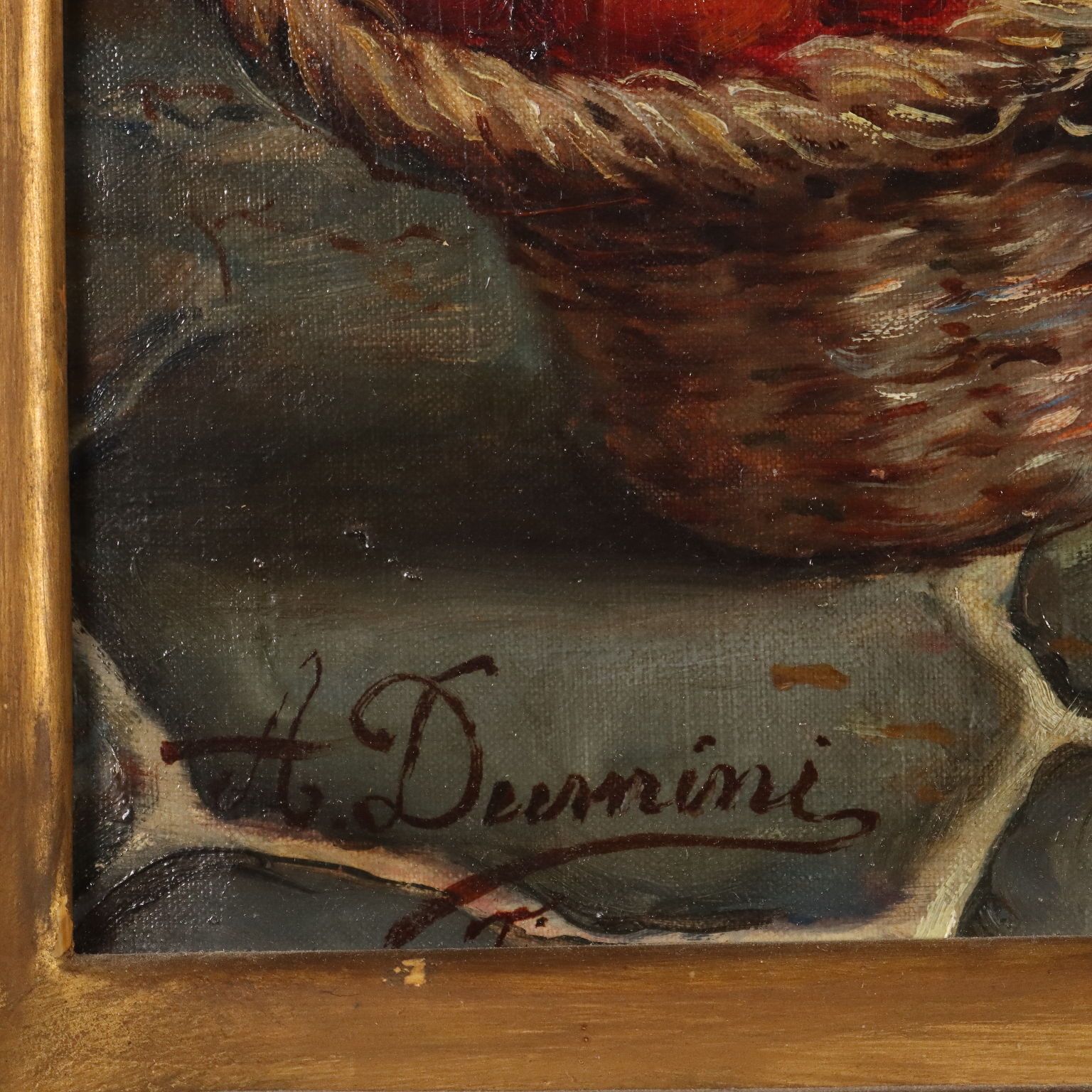 Antique Painting Signed A. Dumini Preparing For The Market XIX Century photo vintage
