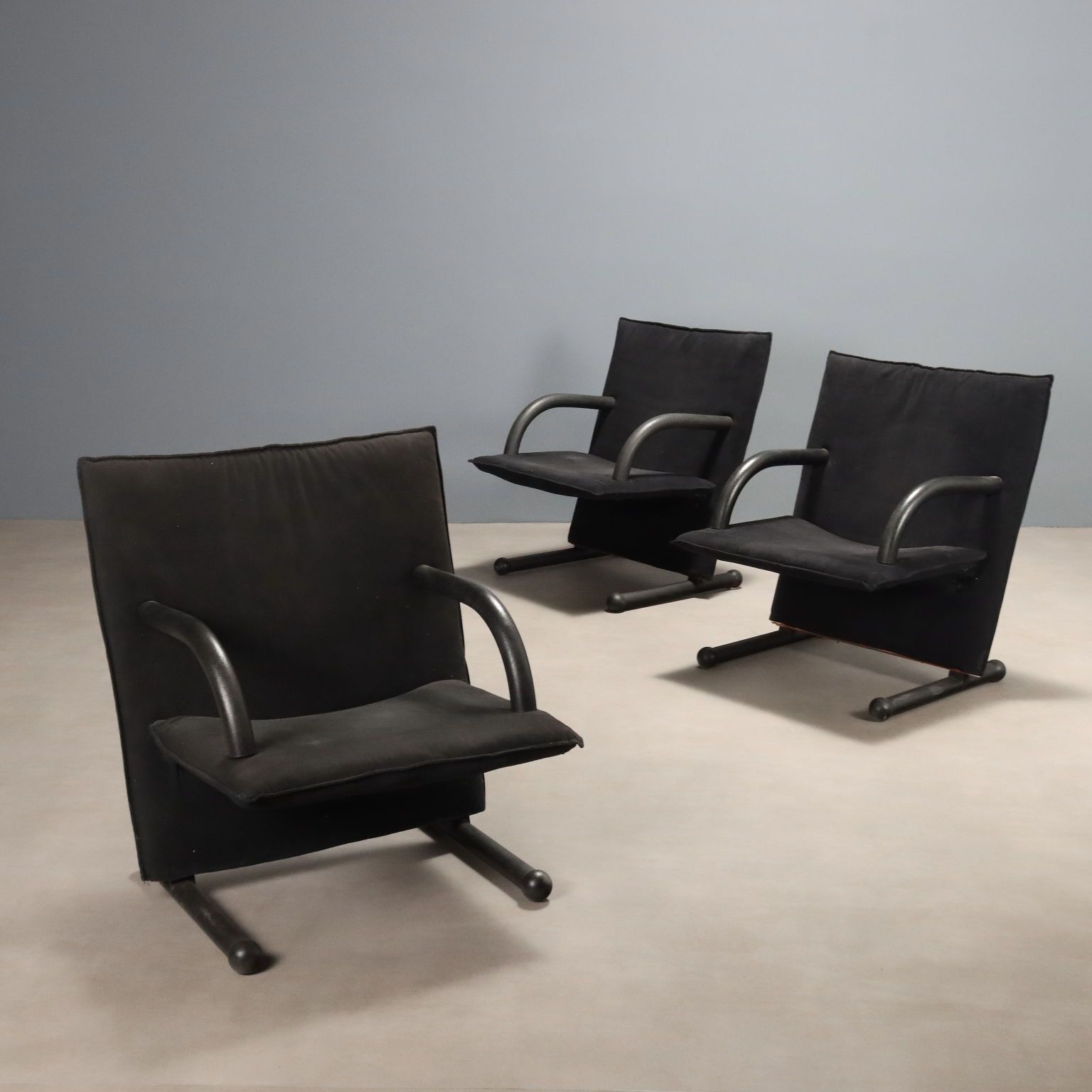 Fauteuils Arflex T Line en cuir, par Burkhard Vogtherr, Italie, années 1980