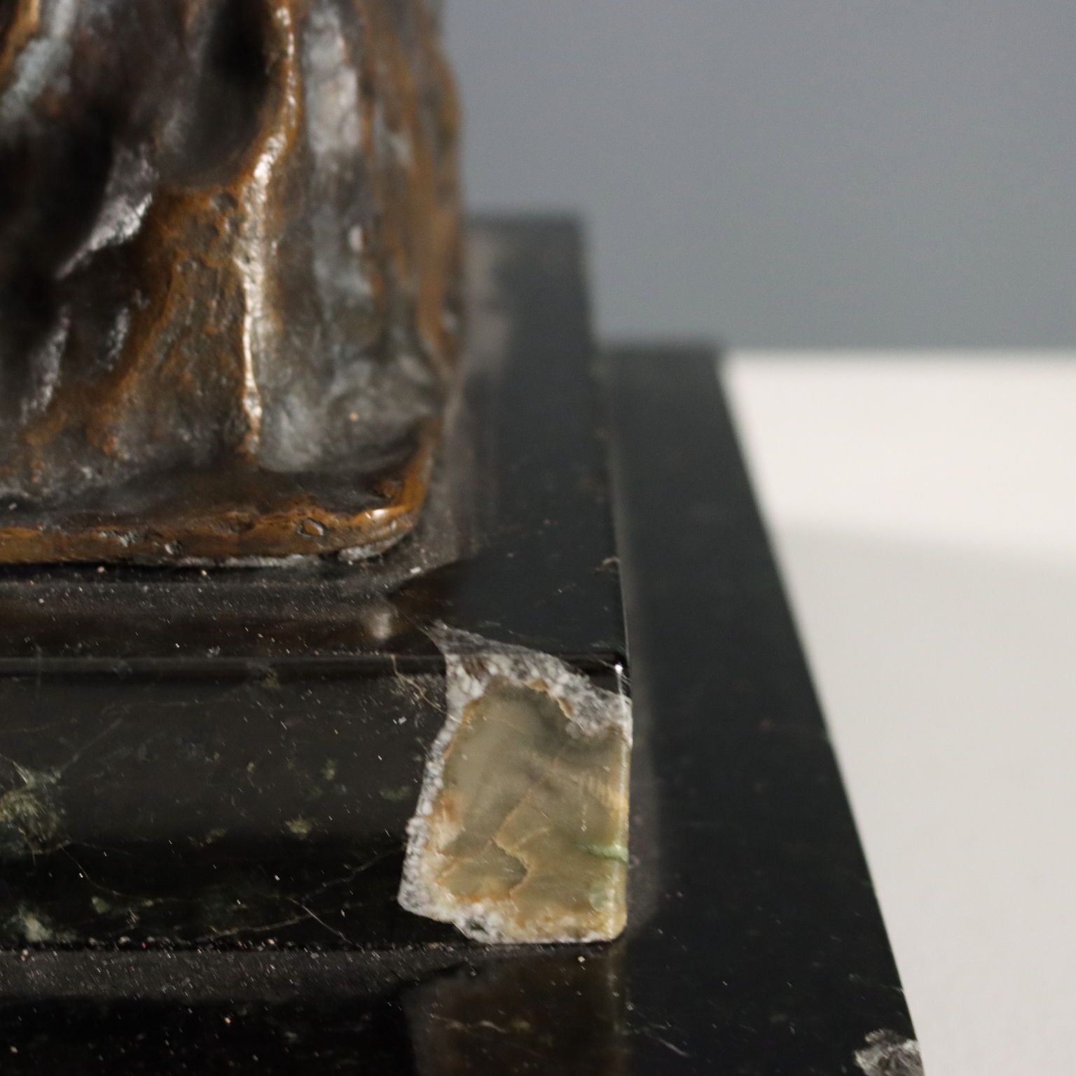 photo furniture Modern Sculpture Slave Bronze Marble Base Italy Mid XX Century