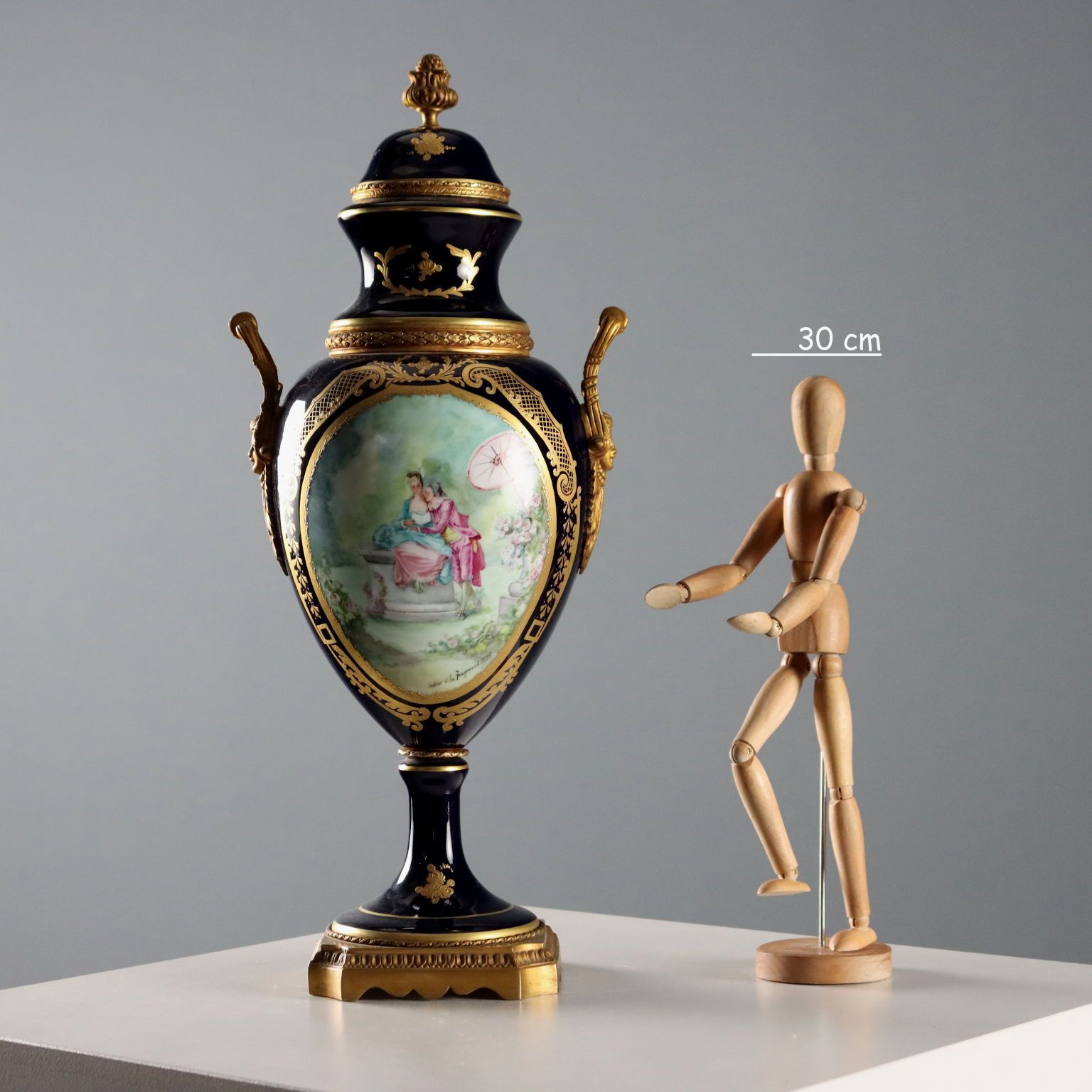Antique Sèvres Porcelain Vase Gold Decorations France XX Century photo furniture