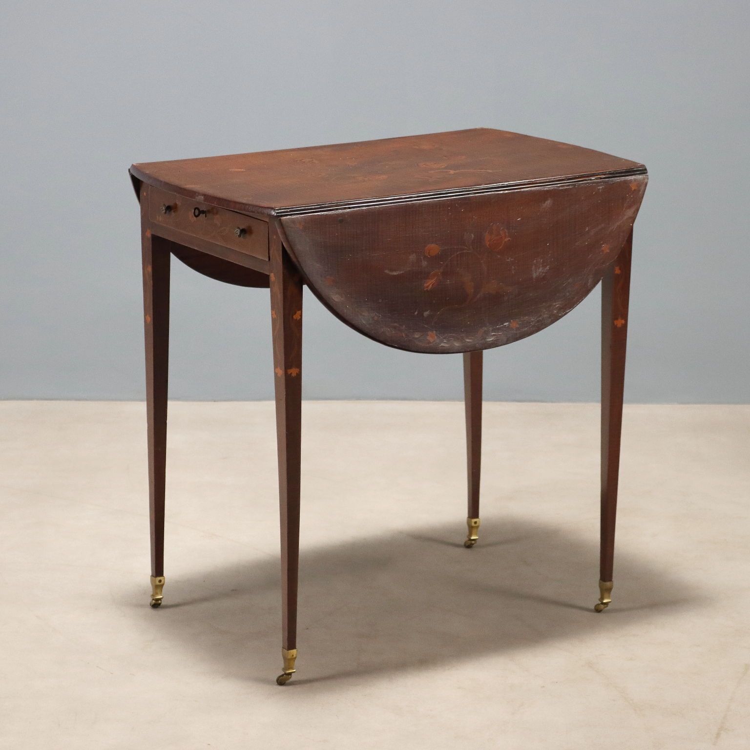 Small Antique Table Mahogany Inlays United Kingdom XIX Century