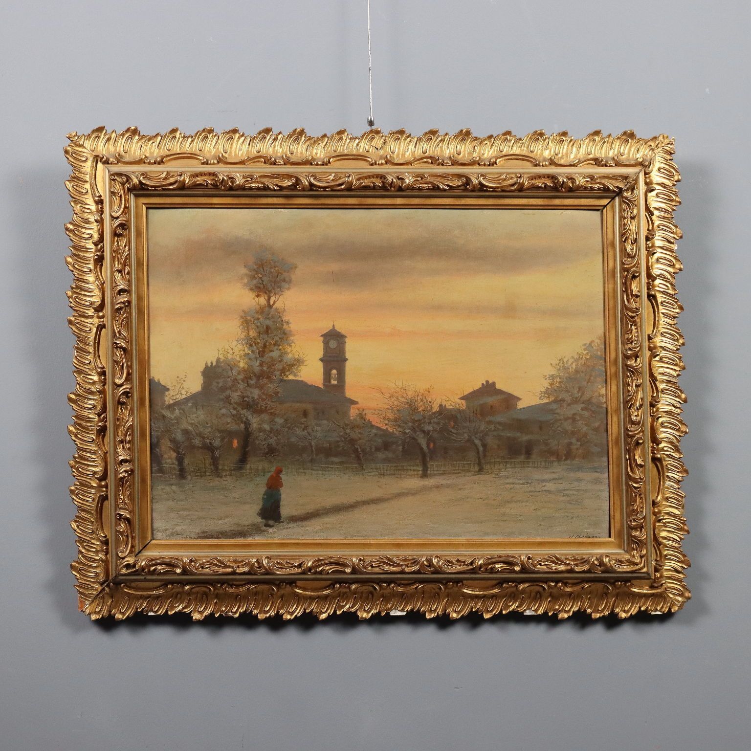 Modern Painting Signed Ugo Gheduzzi View Of The Village XX Century