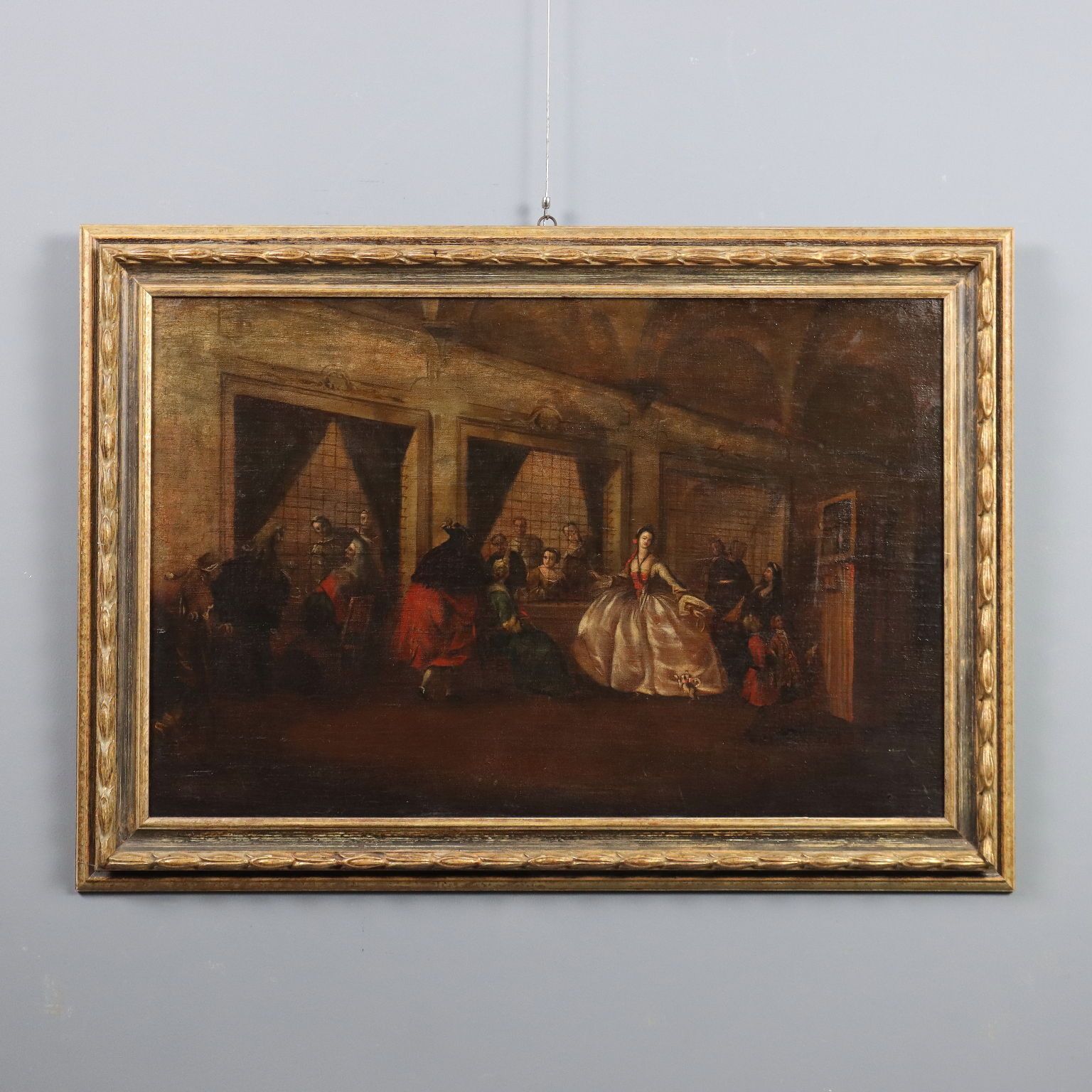 Antique Painting The Parlour Of The Nuns Of San Zaccaria '800