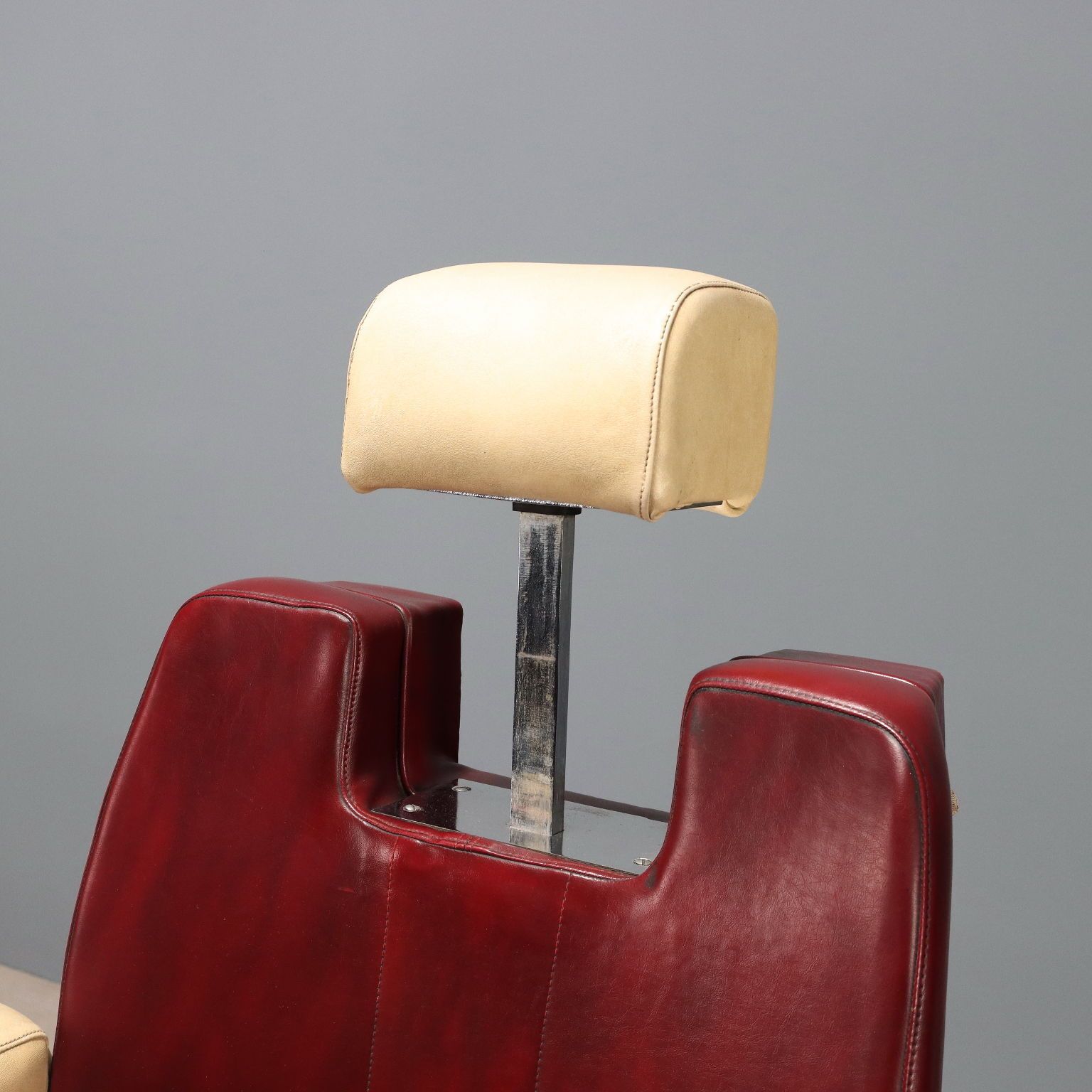 Vintage Barber's Chair Enamelled Metal Leatherette Design 1960s photo buy