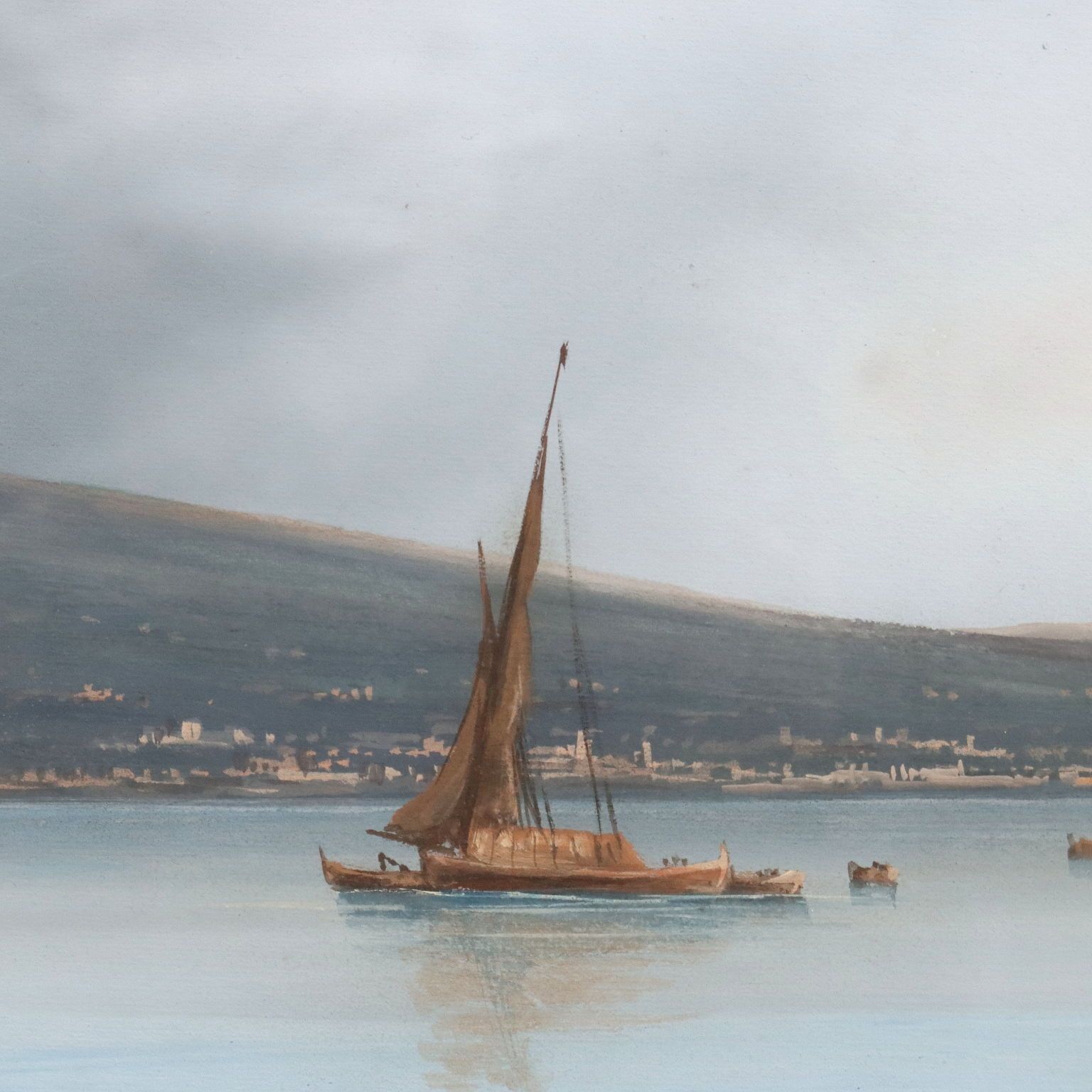 Modern Painting View From The Vesuvius Gouache On Cardboard '900 photo 750.0