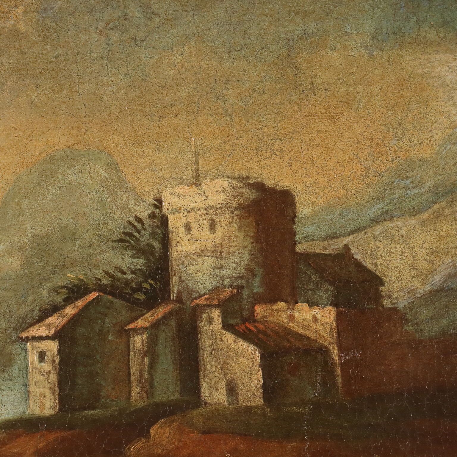 Antique Painting Landscape With Figures Oil On Canvas XVIII Century photo 1990.0