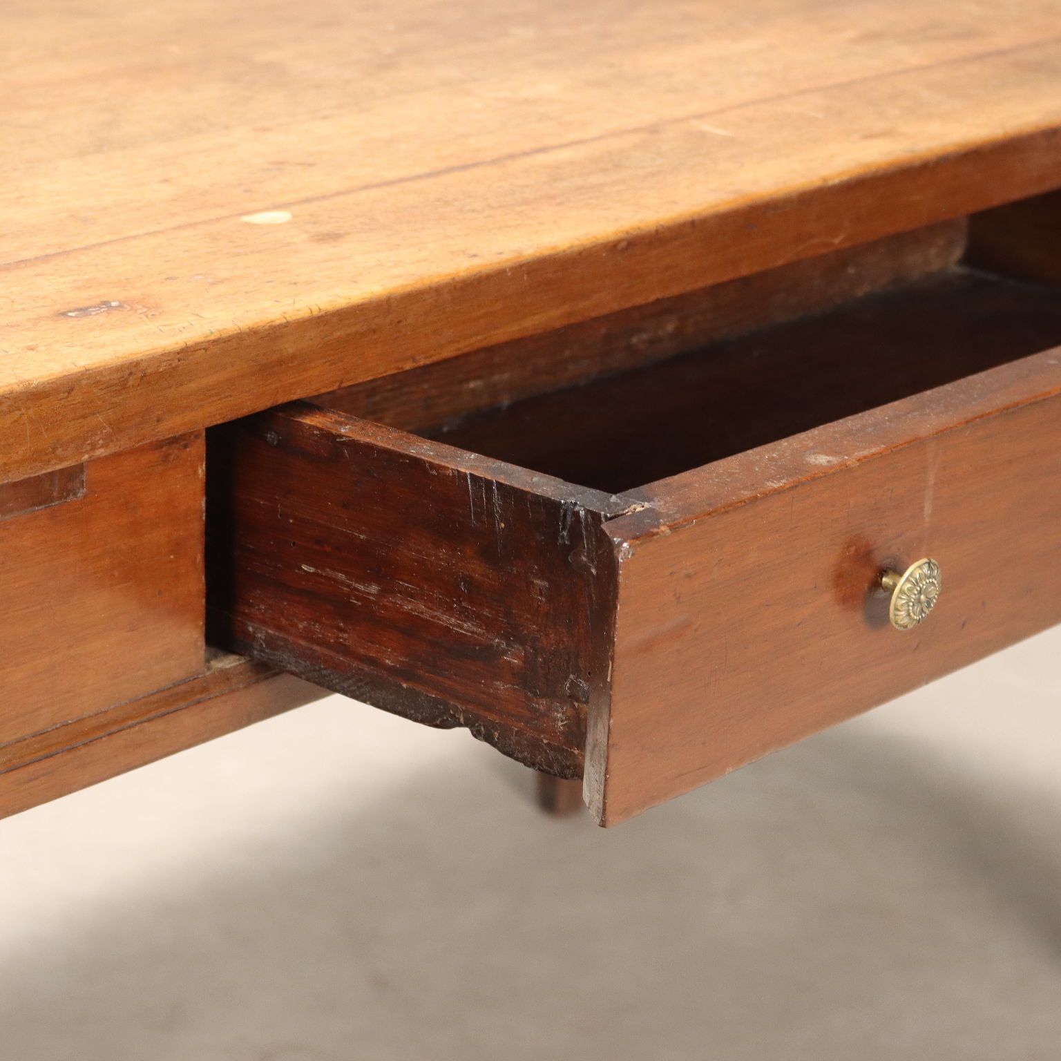 Antique Directoire Table Walnut Drawer Italy XVIII Xixi Century photo for sale