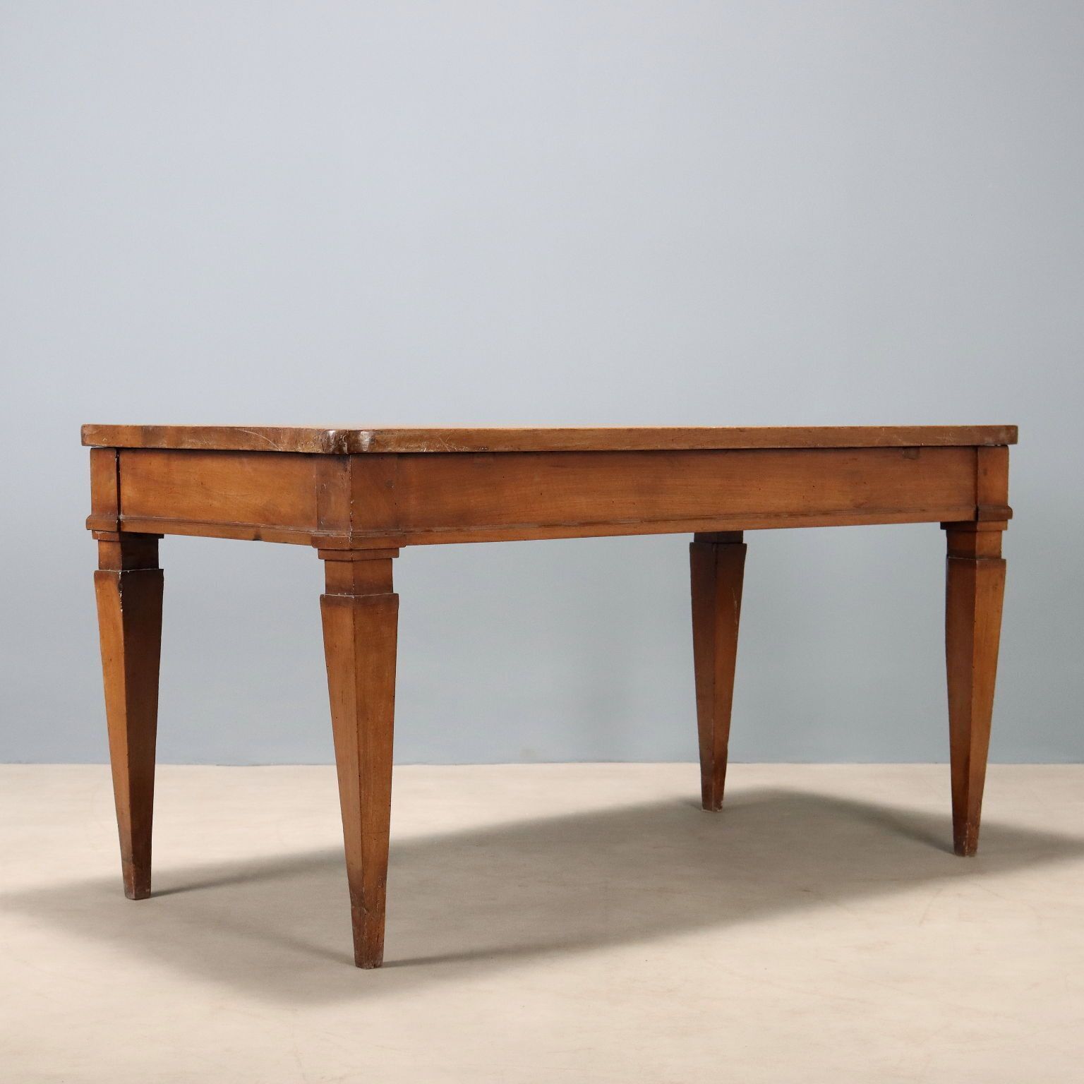 Antique Directoire Table Walnut Drawer Italy XVIII Xixi Century photo vintage