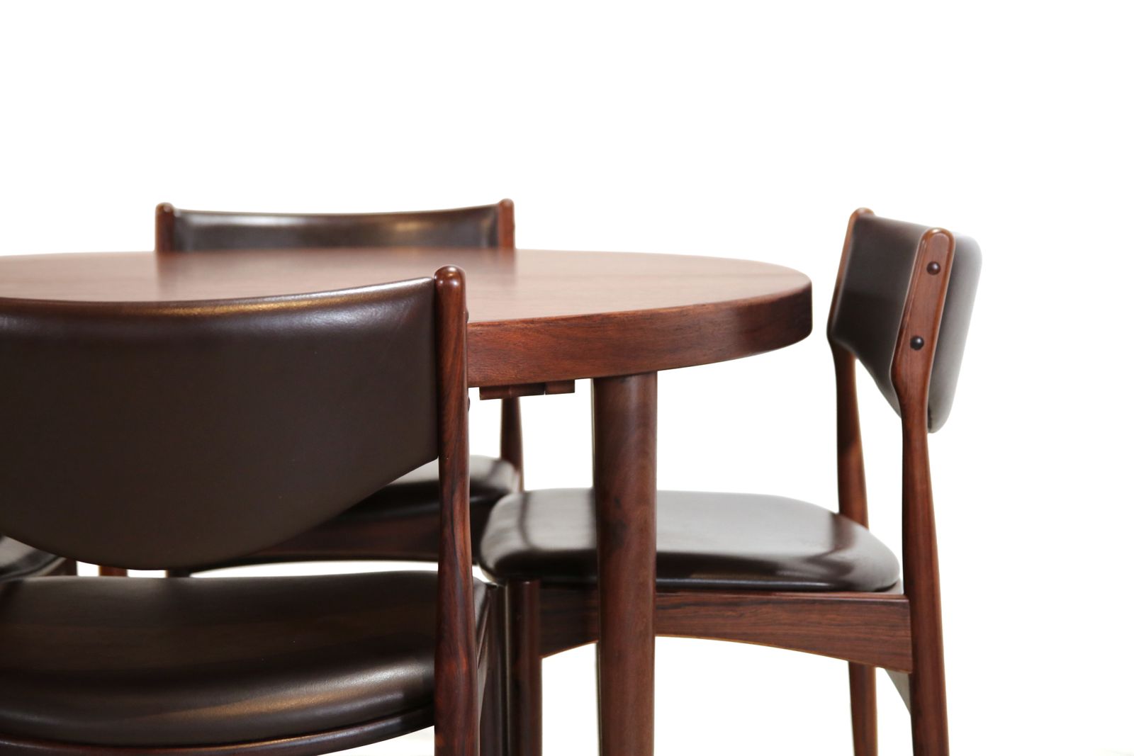 Set Of Four Johannes Andersen Dining Chairs In Rosewood With Brown Leather photo 2184.0