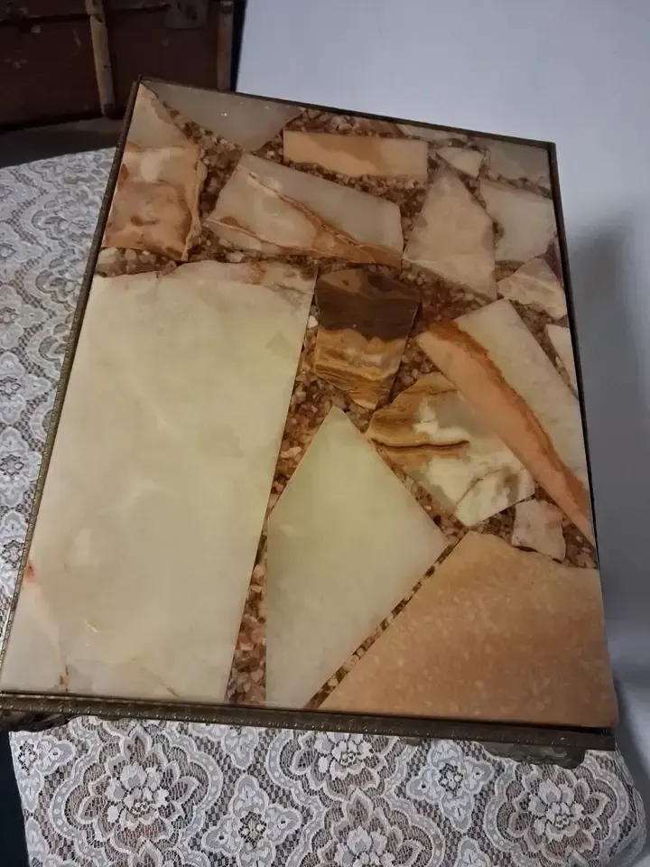 Vintage Onyx Side Wine Plant Coffee Table In Hollywood Regency Style photo vinterior