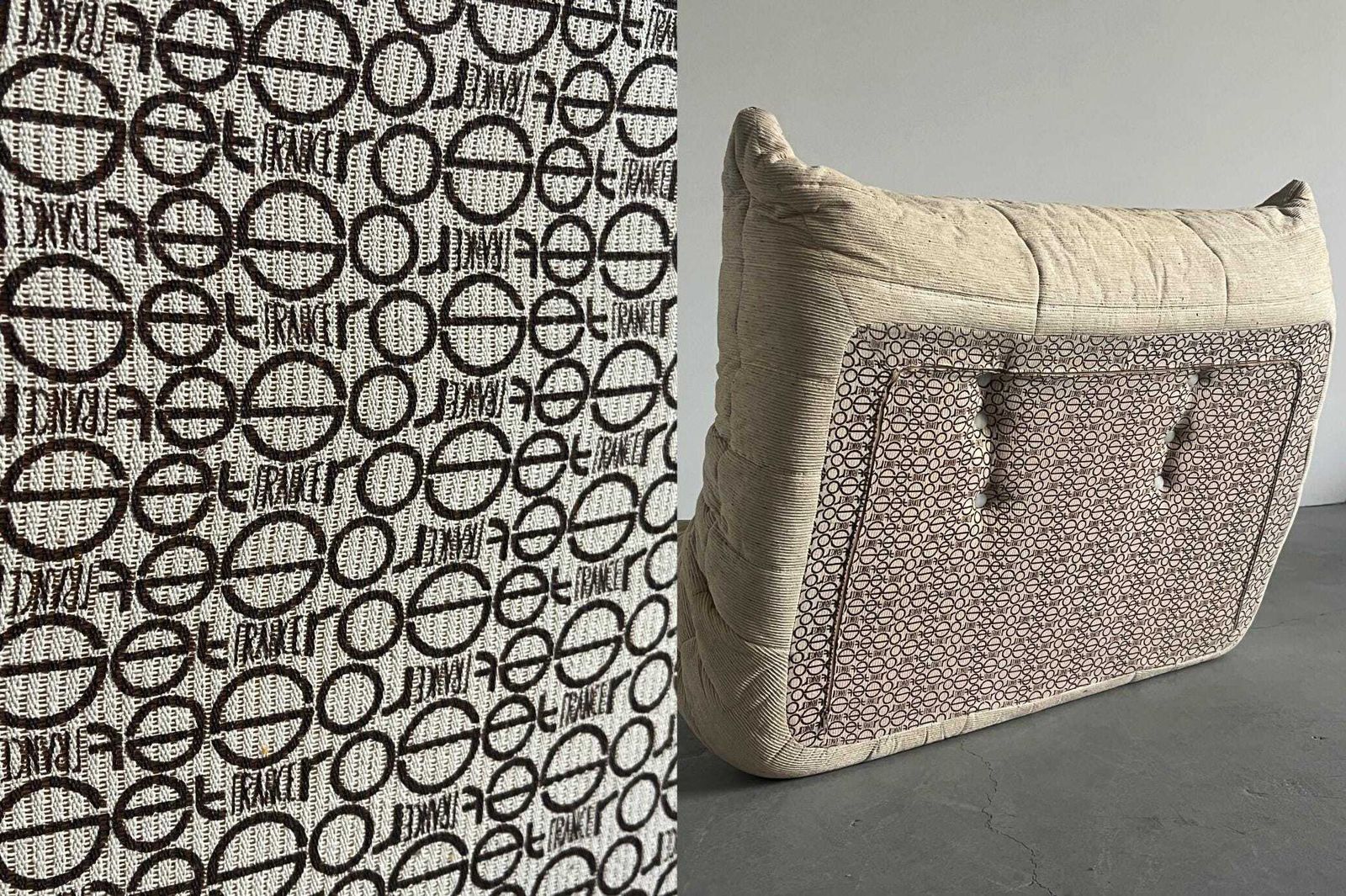 photo buy Vintage Iconic ‘Togo’ Two Seater Sofa By Michel Ducaroy In Off White Fabric, 1970s France