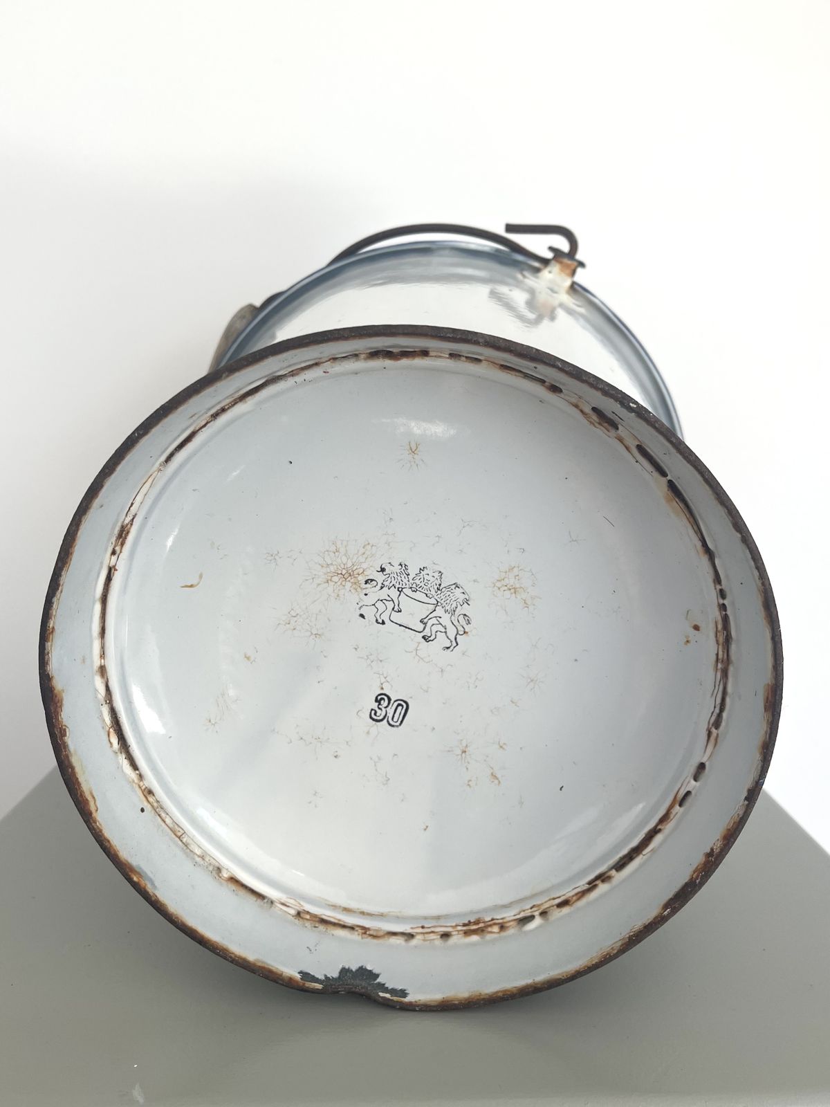 Vintage Italian Blue & White Enamel Bucket photo furniture